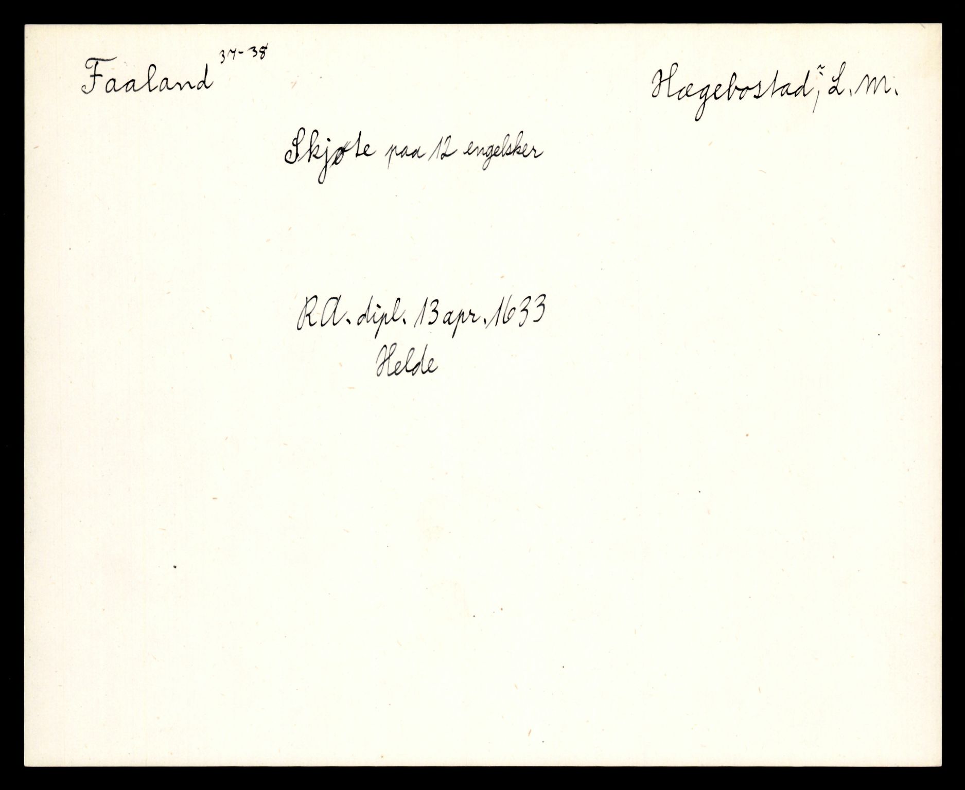 Riksarkivets diplomsamling, AV/RA-EA-5965/F35/F35e/L0026: Registreringssedler Vest-Agder 2, 1400-1700, p. 221