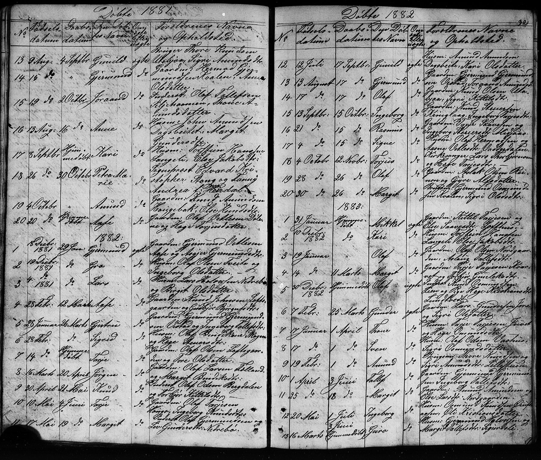 Mo kirkebøker, SAKO/A-286/G/Ga/L0001: Parish register (copy) no. I 1, 1851-1891, p. 32