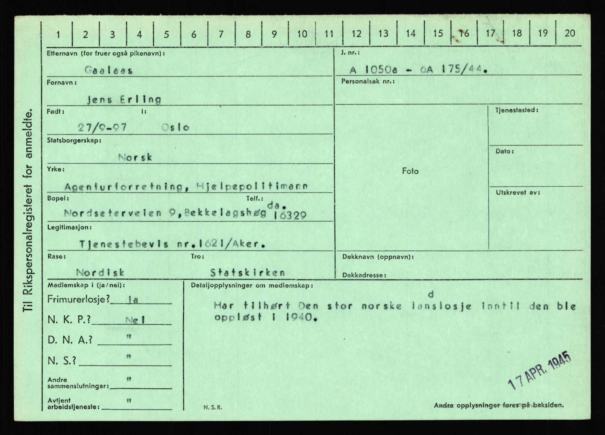 Statspolitiet - Hovedkontoret / Osloavdelingen, AV/RA-S-1329/C/Ca/L0005: Furali - Hamula, 1943-1945, p. 416