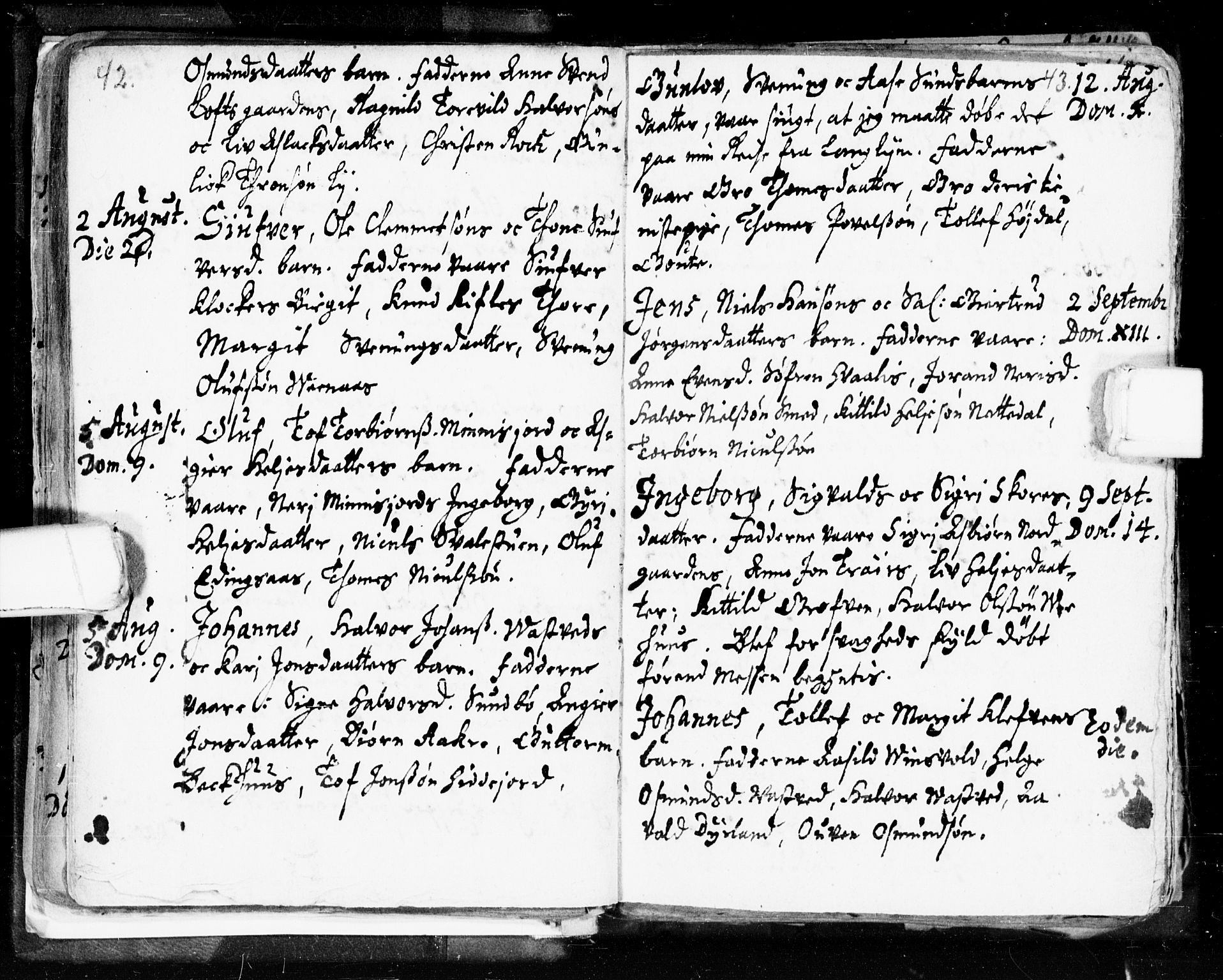 Seljord kirkebøker, SAKO/A-20/F/Fa/L0002: Parish register (official) no. I 2, 1689-1713, p. 42-43