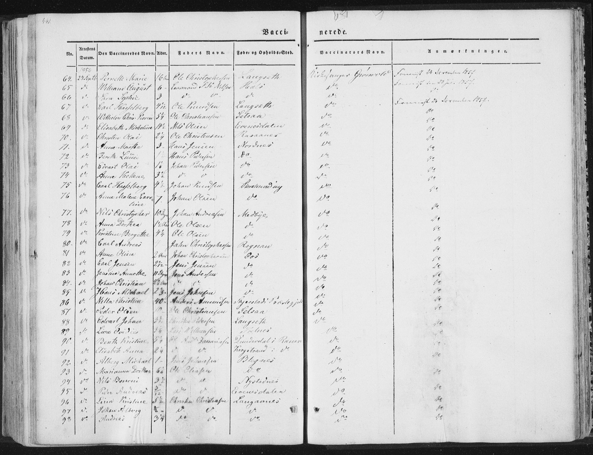 Ministerialprotokoller, klokkerbøker og fødselsregistre - Nordland, AV/SAT-A-1459/847/L0667: Parish register (official) no. 847A07, 1842-1871, p. 441