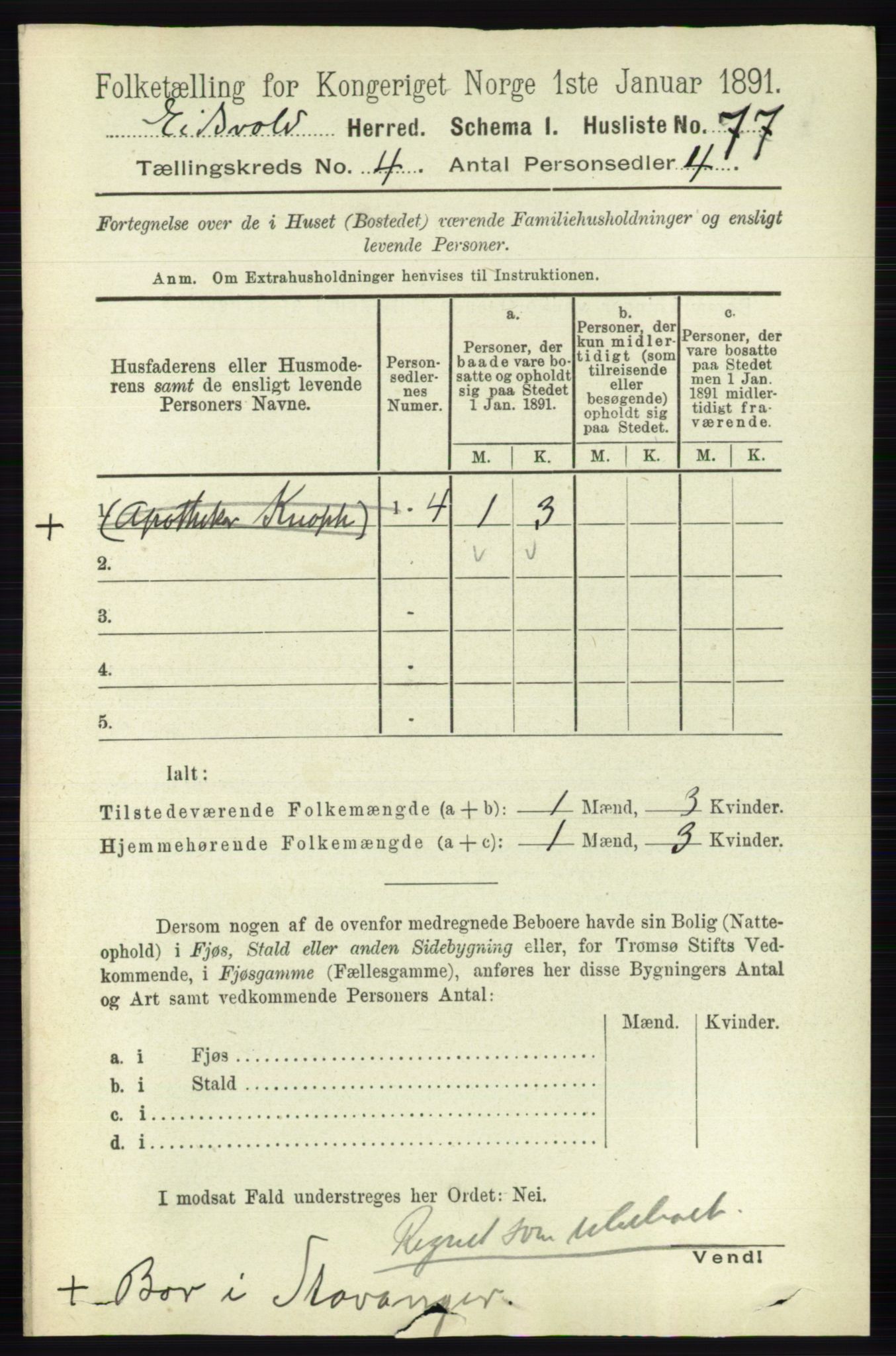 RA, 1891 census for 0237 Eidsvoll, 1891, p. 2113