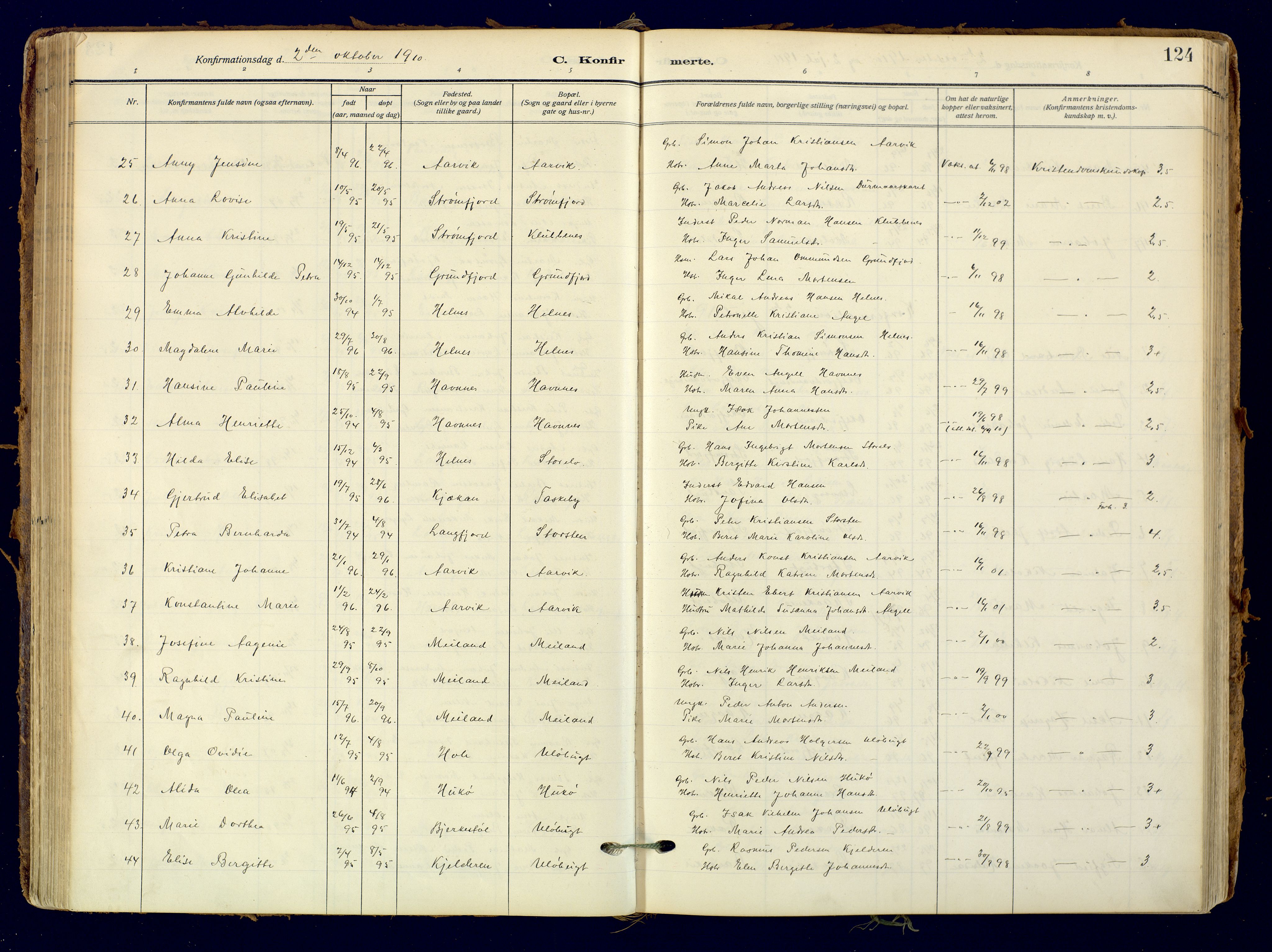 Skjervøy sokneprestkontor, SATØ/S-1300/H/Ha/Haa: Parish register (official) no. 18, 1910-1926, p. 124