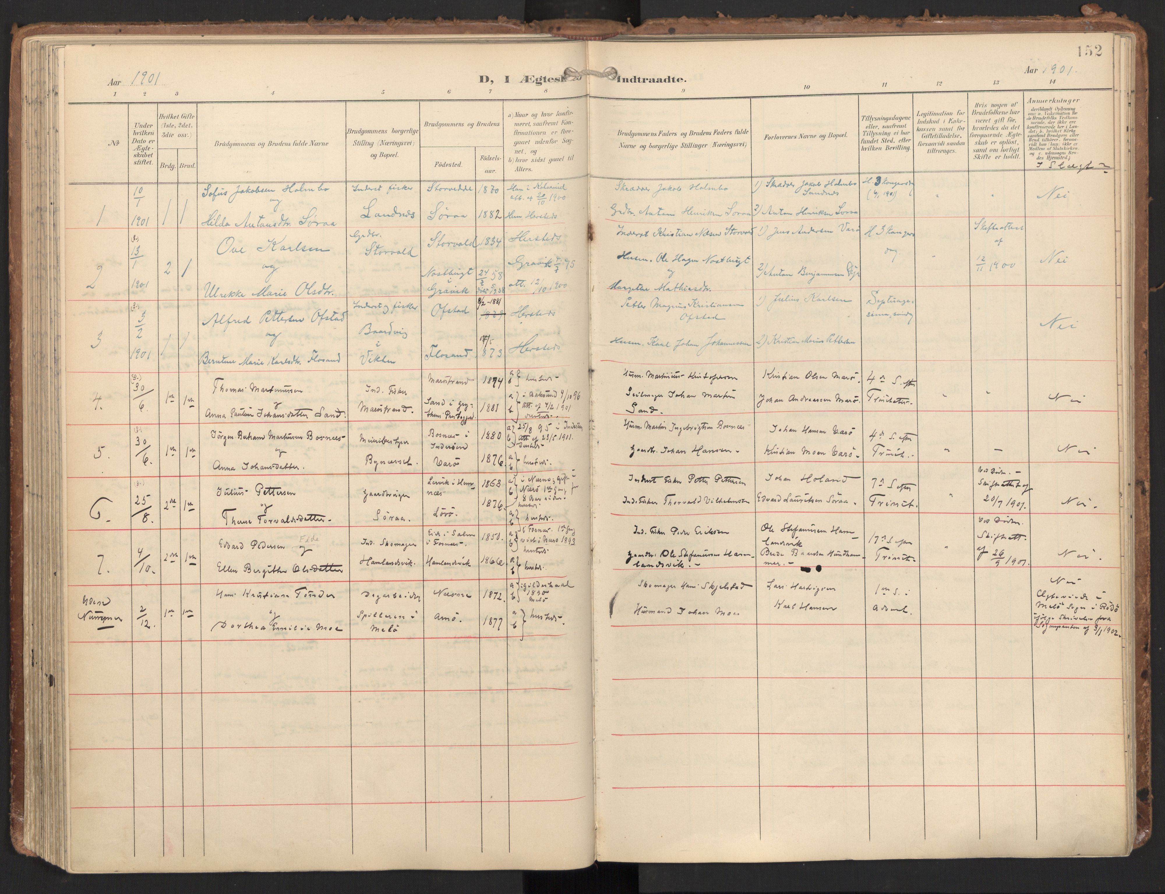 Ministerialprotokoller, klokkerbøker og fødselsregistre - Nord-Trøndelag, SAT/A-1458/784/L0677: Parish register (official) no. 784A12, 1900-1920, p. 152