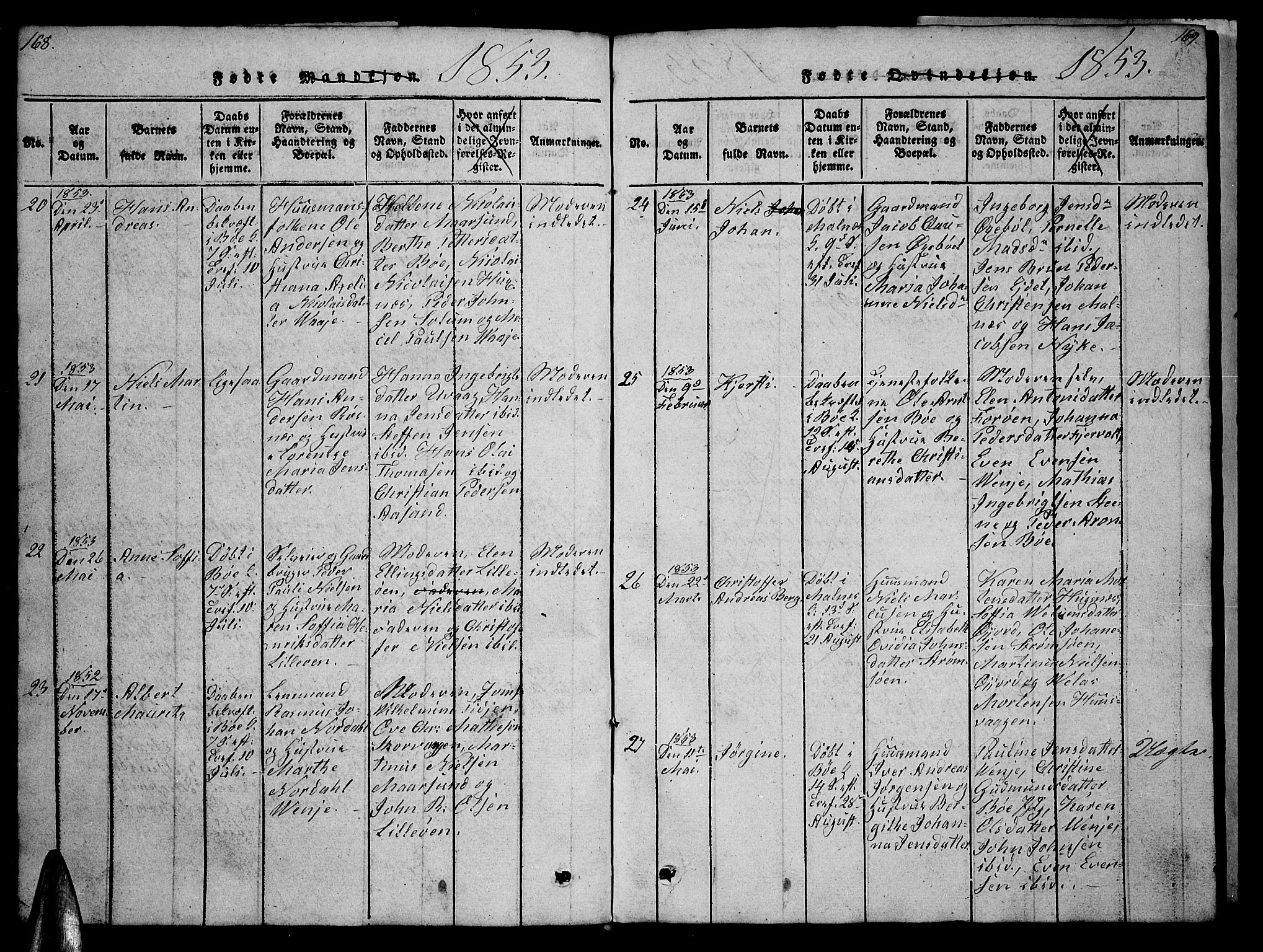 Ministerialprotokoller, klokkerbøker og fødselsregistre - Nordland, AV/SAT-A-1459/891/L1312: Parish register (copy) no. 891C01, 1820-1856, p. 168-169