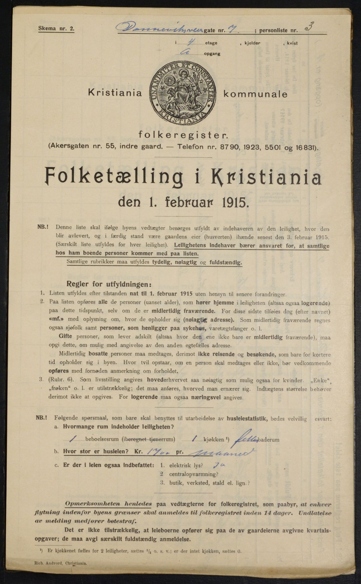 OBA, Municipal Census 1915 for Kristiania, 1915, p. 15082