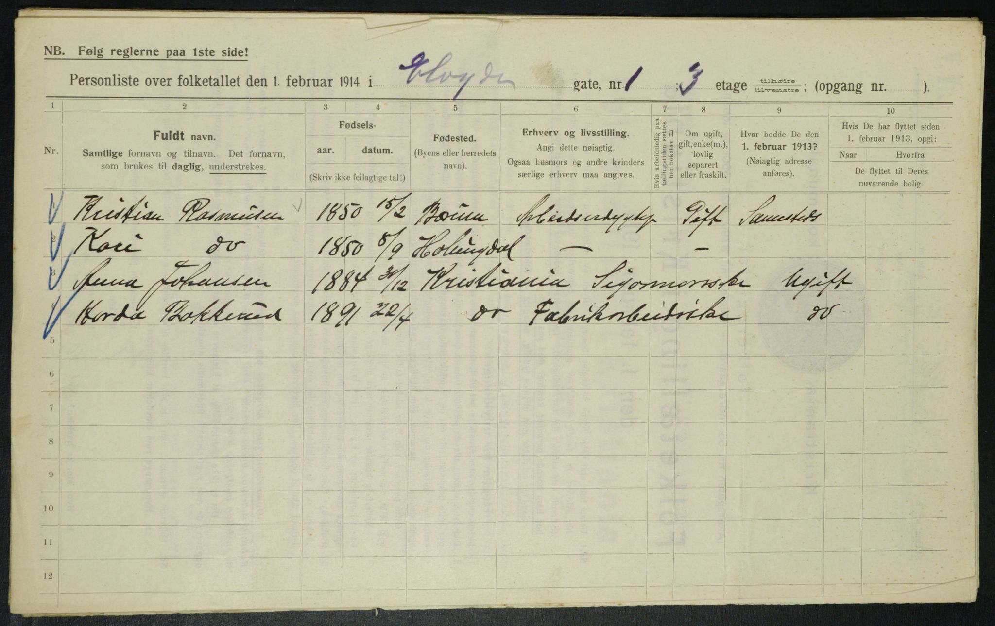 OBA, Municipal Census 1914 for Kristiania, 1914, p. 21058