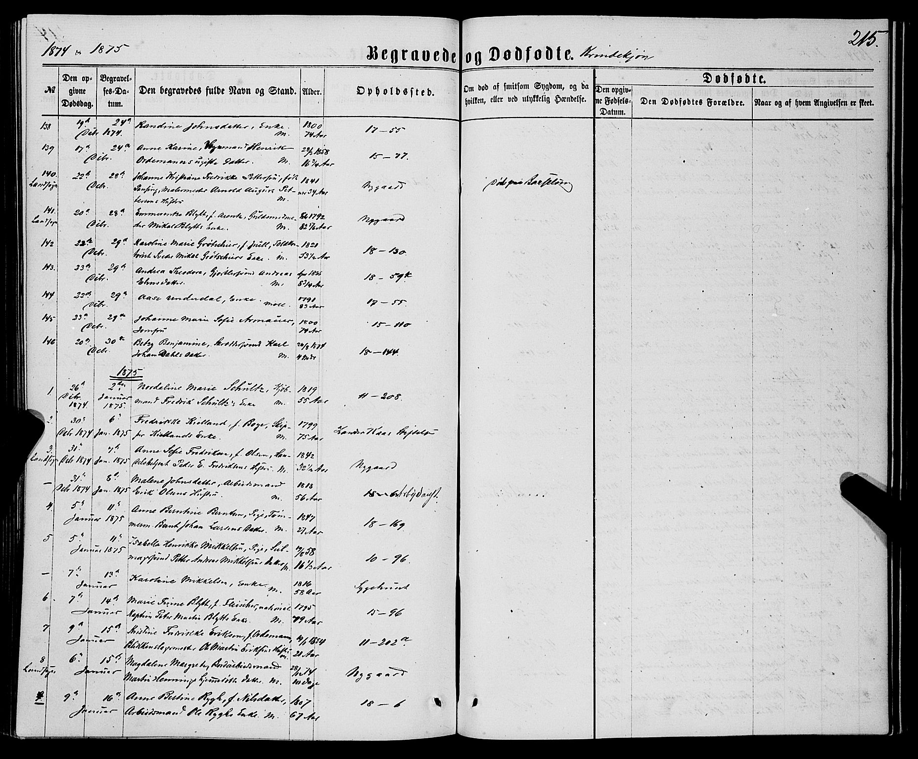 Domkirken sokneprestembete, SAB/A-74801/H/Haa/L0042: Parish register (official) no. E 3, 1863-1876, p. 215