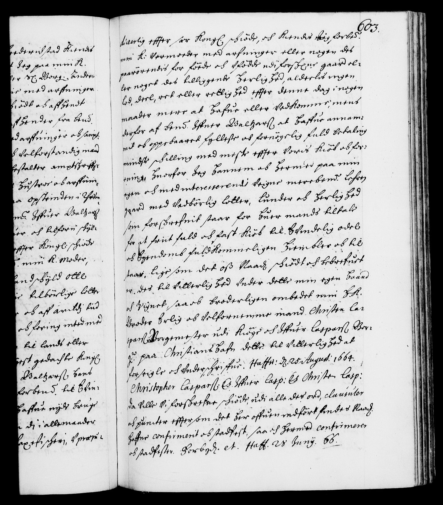 Danske Kanselli 1572-1799, AV/RA-EA-3023/F/Fc/Fca/Fcaa/L0010: Norske registre (mikrofilm), 1660-1670, p. 603a