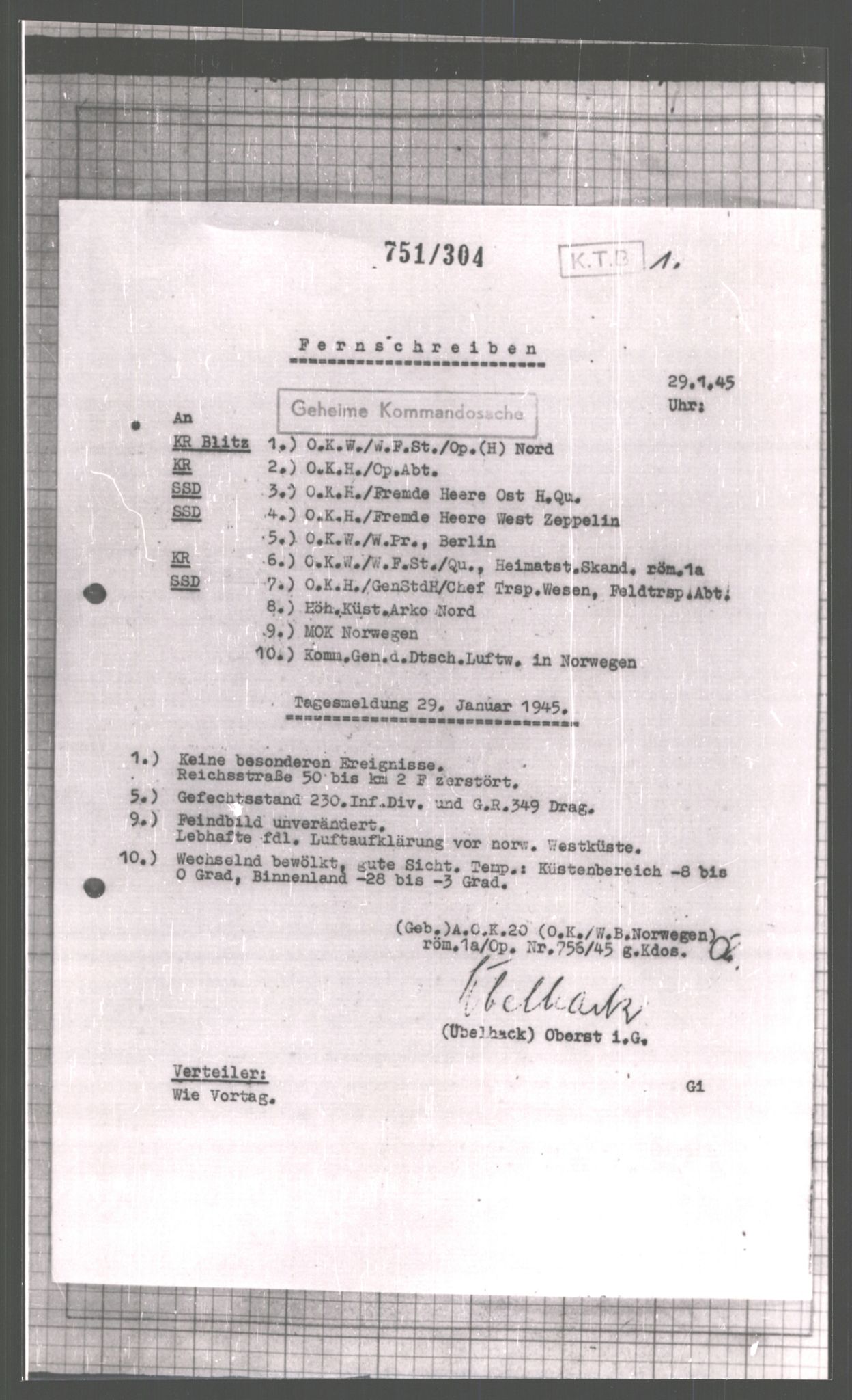 Forsvarets Overkommando. 2 kontor. Arkiv 11.4. Spredte tyske arkivsaker, AV/RA-RAFA-7031/D/Dar/Dara/L0006: Krigsdagbøker for 20. Gebirgs-Armee-Oberkommando (AOK 20), 1945, p. 853