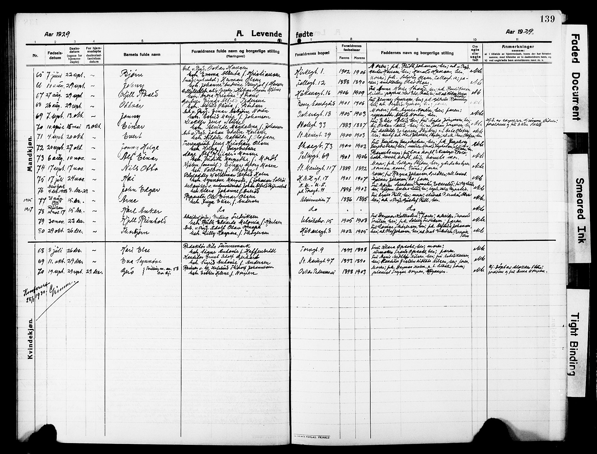 Sarpsborg prestekontor Kirkebøker, AV/SAO-A-2006/G/Ga/L0002: Parish register (copy) no. 2, 1912-1931, p. 139