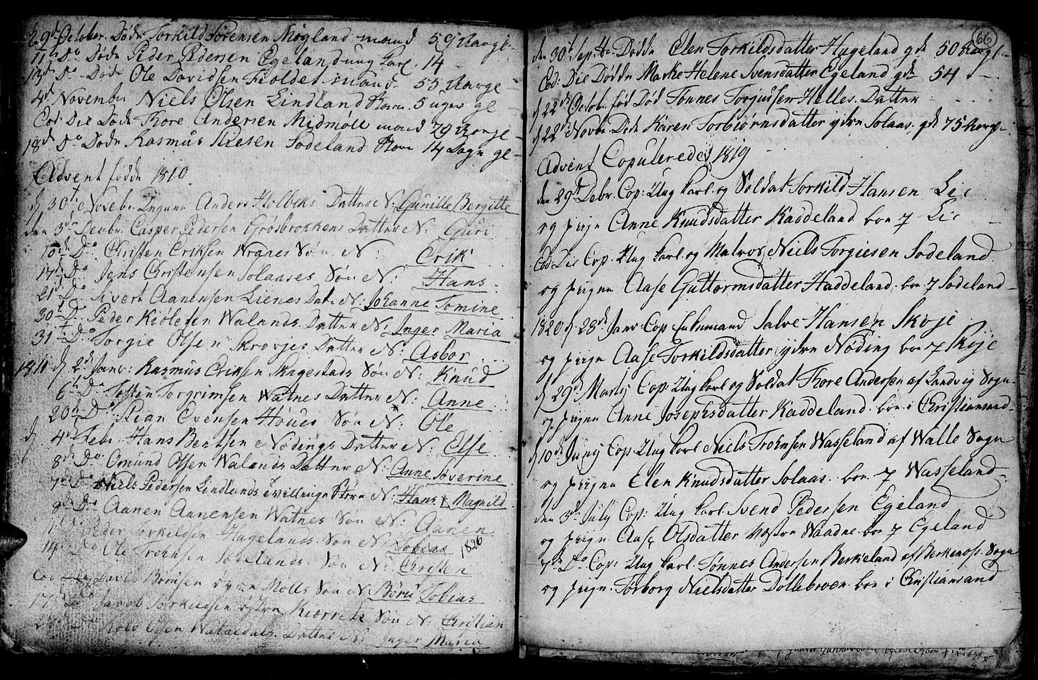 Holum sokneprestkontor, AV/SAK-1111-0022/F/Fb/Fba/L0001: Parish register (copy) no. B 1 /1, 1770-1820, p. 66