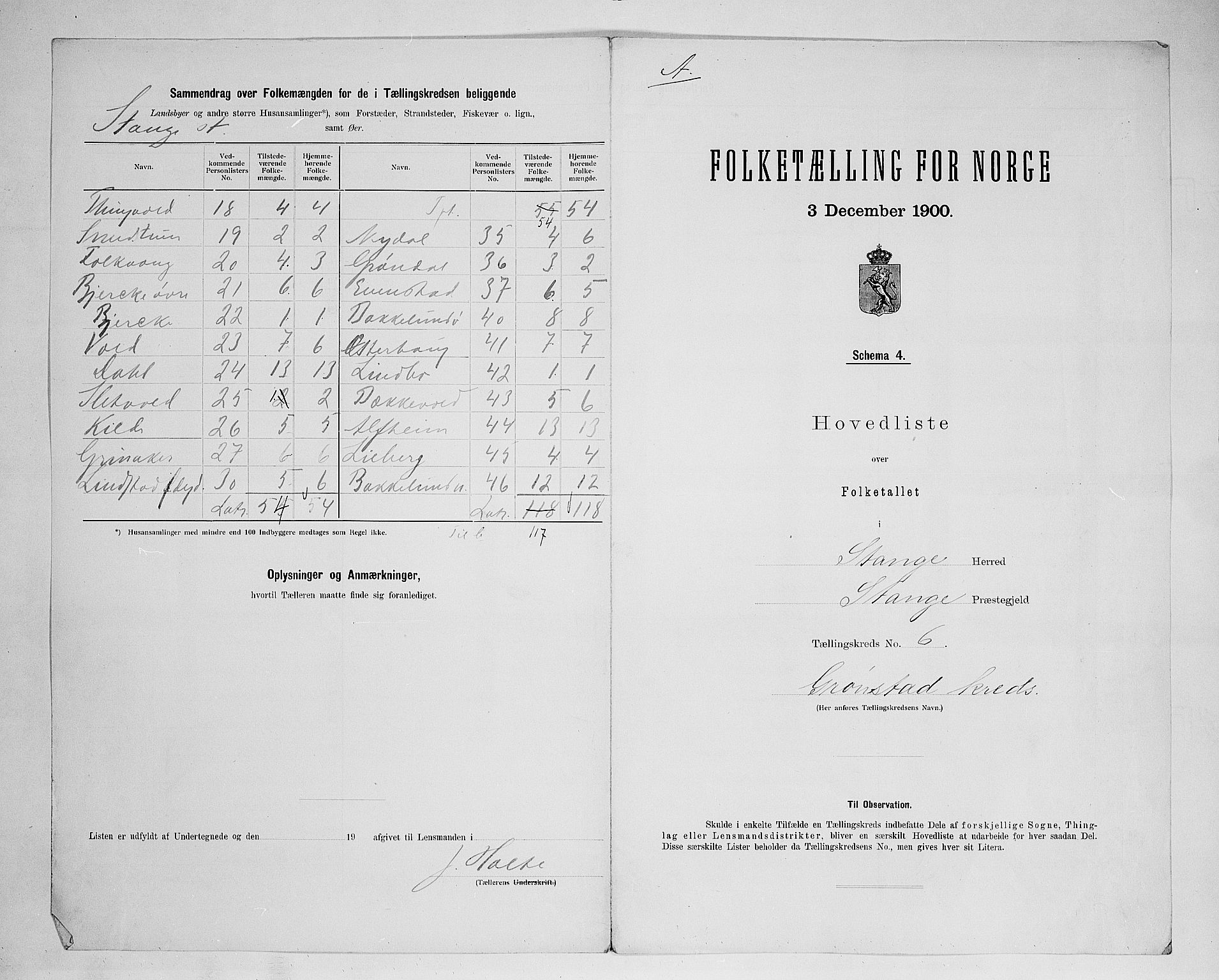 SAH, 1900 census for Stange, 1900, p. 39