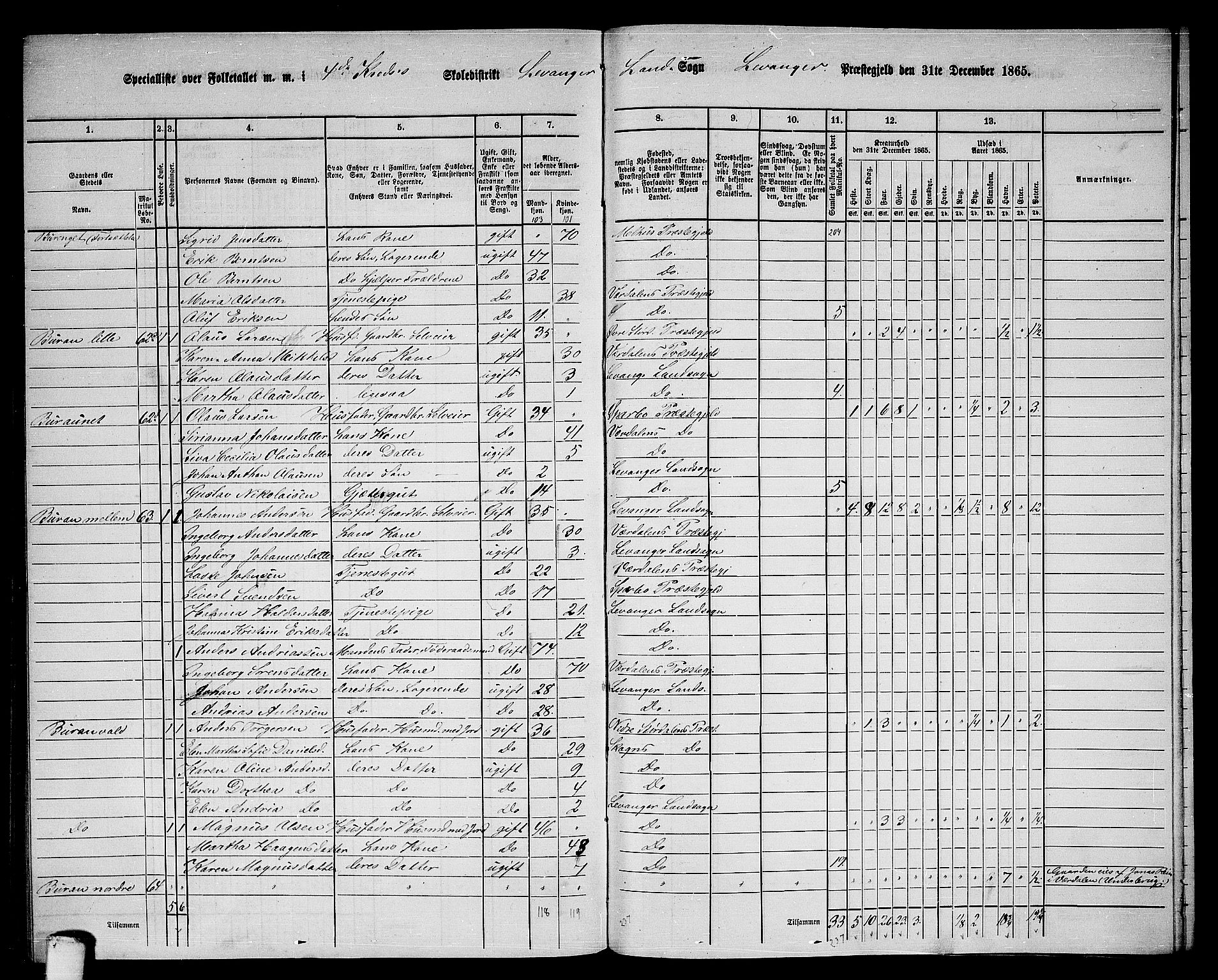 RA, 1865 census for Levanger/Levanger, 1865, p. 88