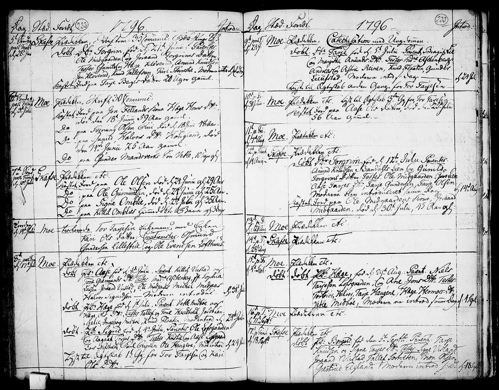 Mo kirkebøker, AV/SAKO-A-286/F/Fa/L0002: Parish register (official) no. I 2, 1766-1799, p. 232-233