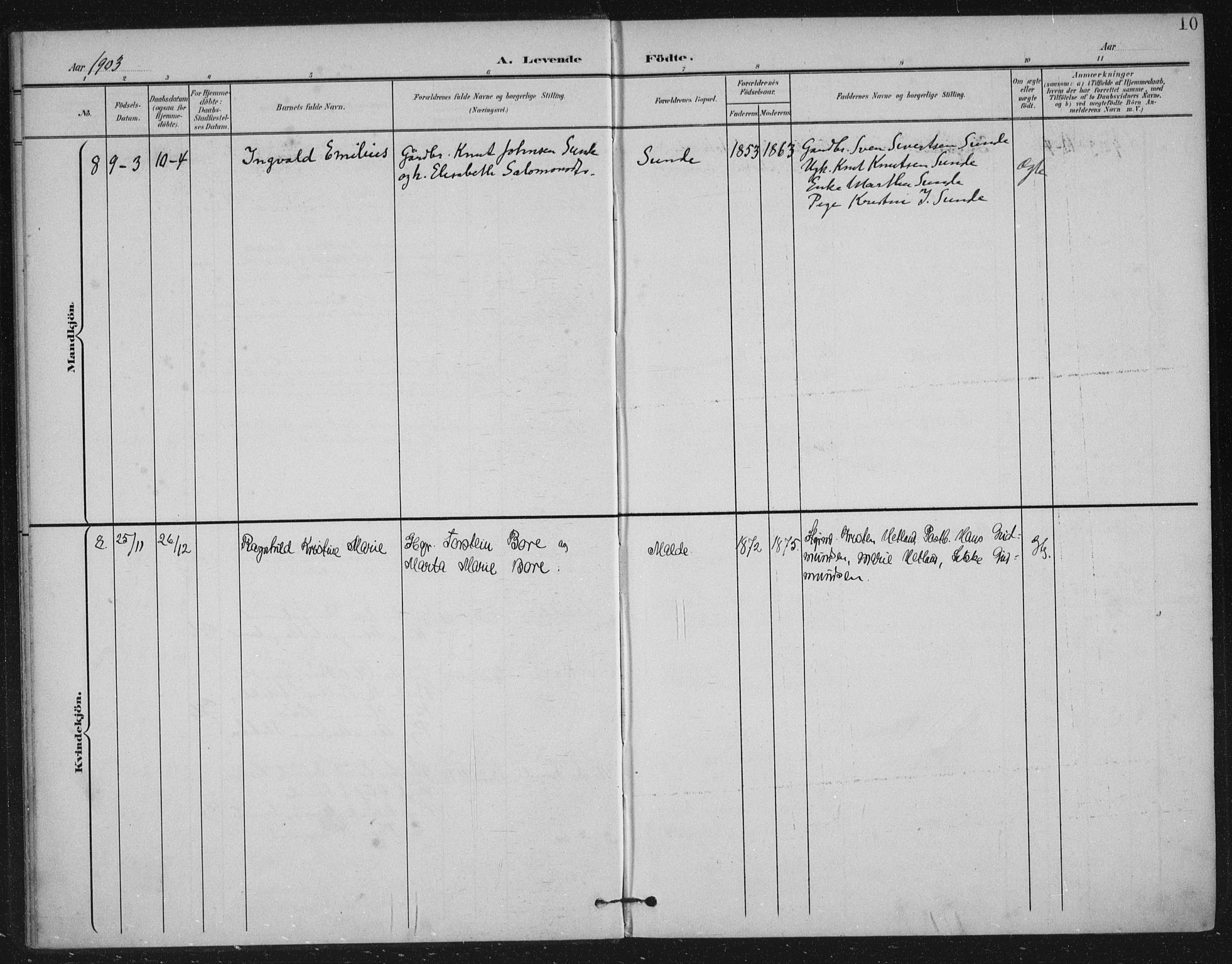 Håland sokneprestkontor, AV/SAST-A-101802/002/B/L0001: Parish register (official) no. A 13, 1901-1923, p. 10