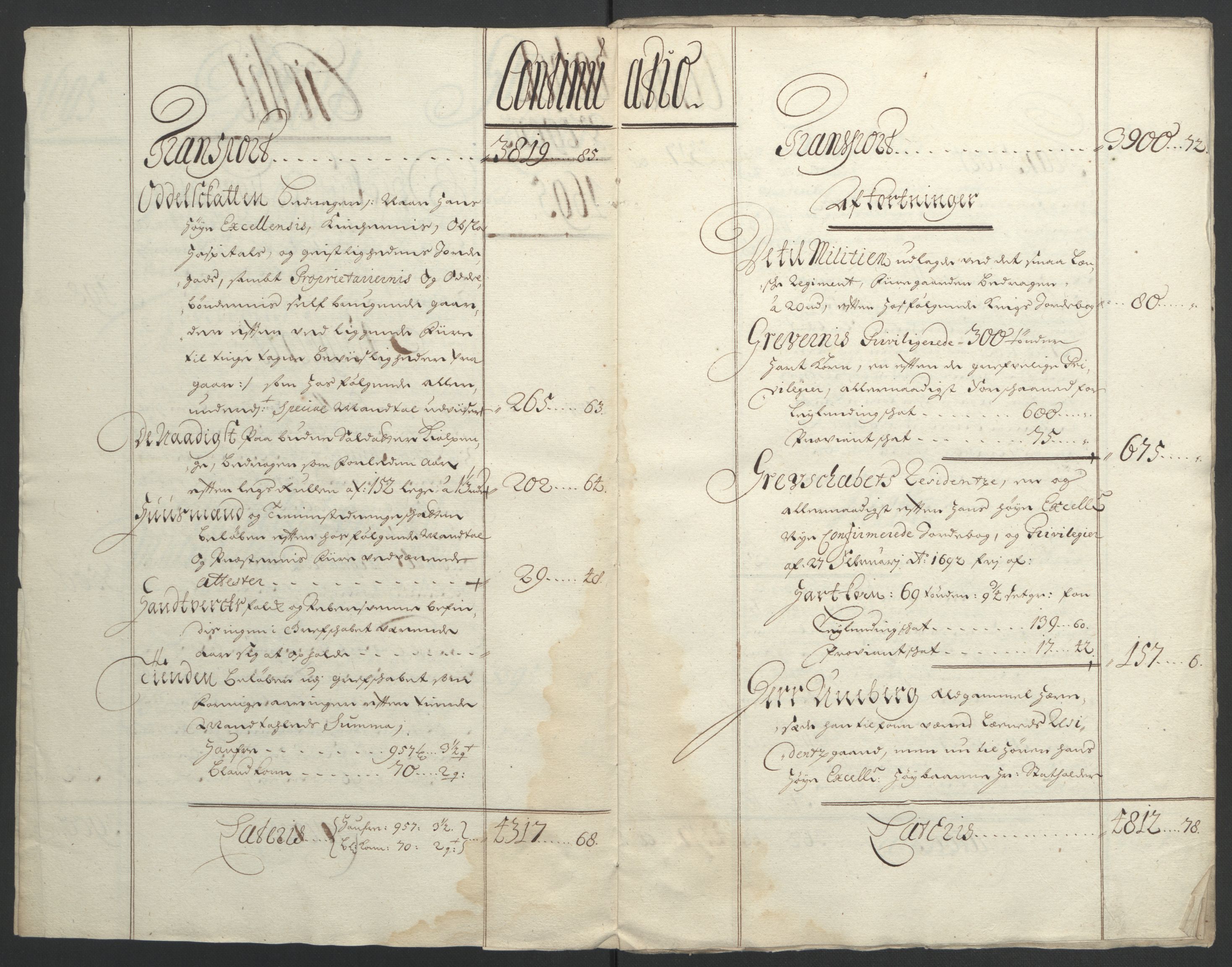 Rentekammeret inntil 1814, Reviderte regnskaper, Fogderegnskap, RA/EA-4092/R33/L1974: Fogderegnskap Larvik grevskap, 1693-1695, p. 190