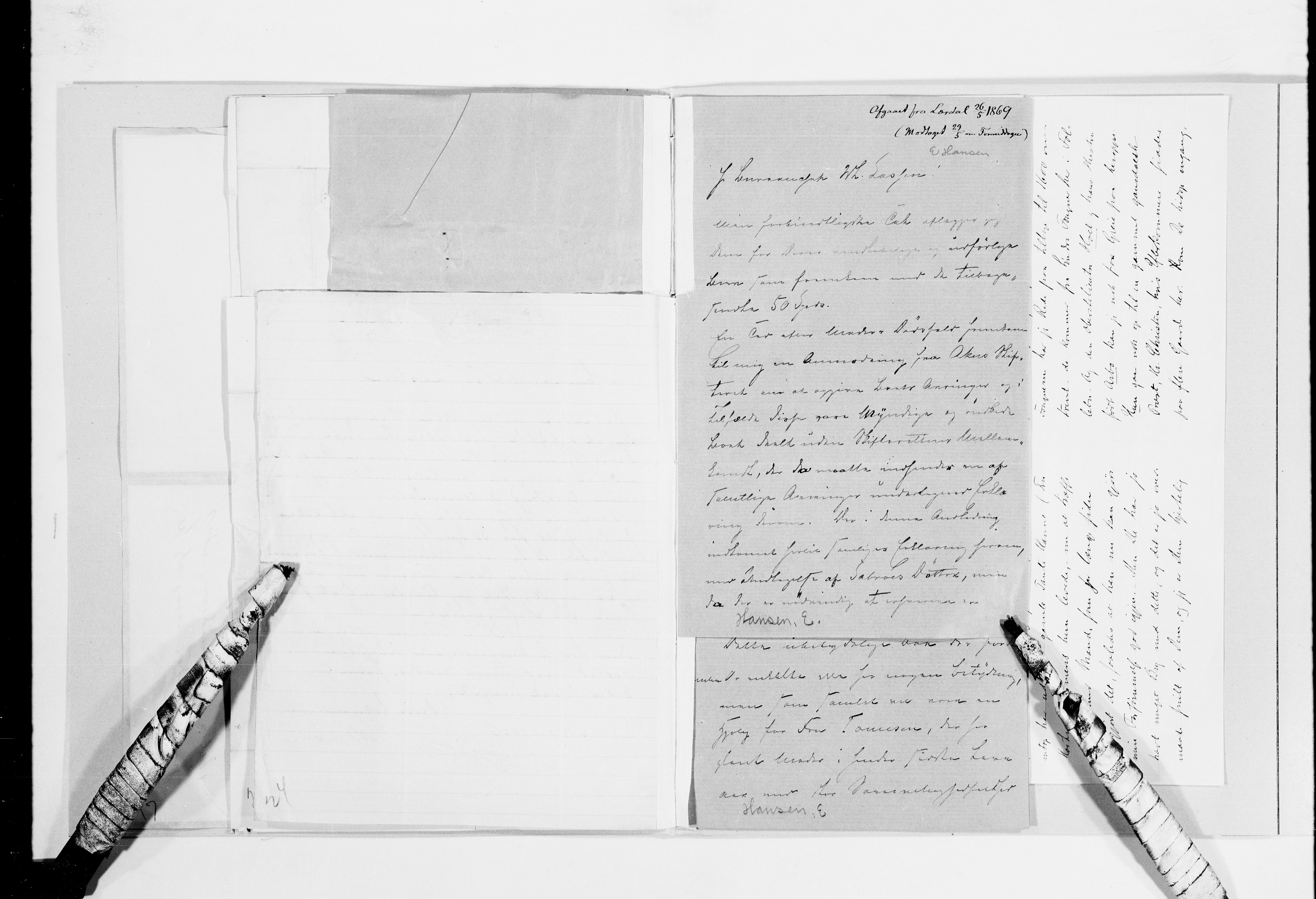 Lassens samlinger, AV/RA-PA-0051/G/L0098: Alfabetisk ordnede brev til Wilhelm Lassen: Hagemann - Jørgensen, 1815-1907, p. 37