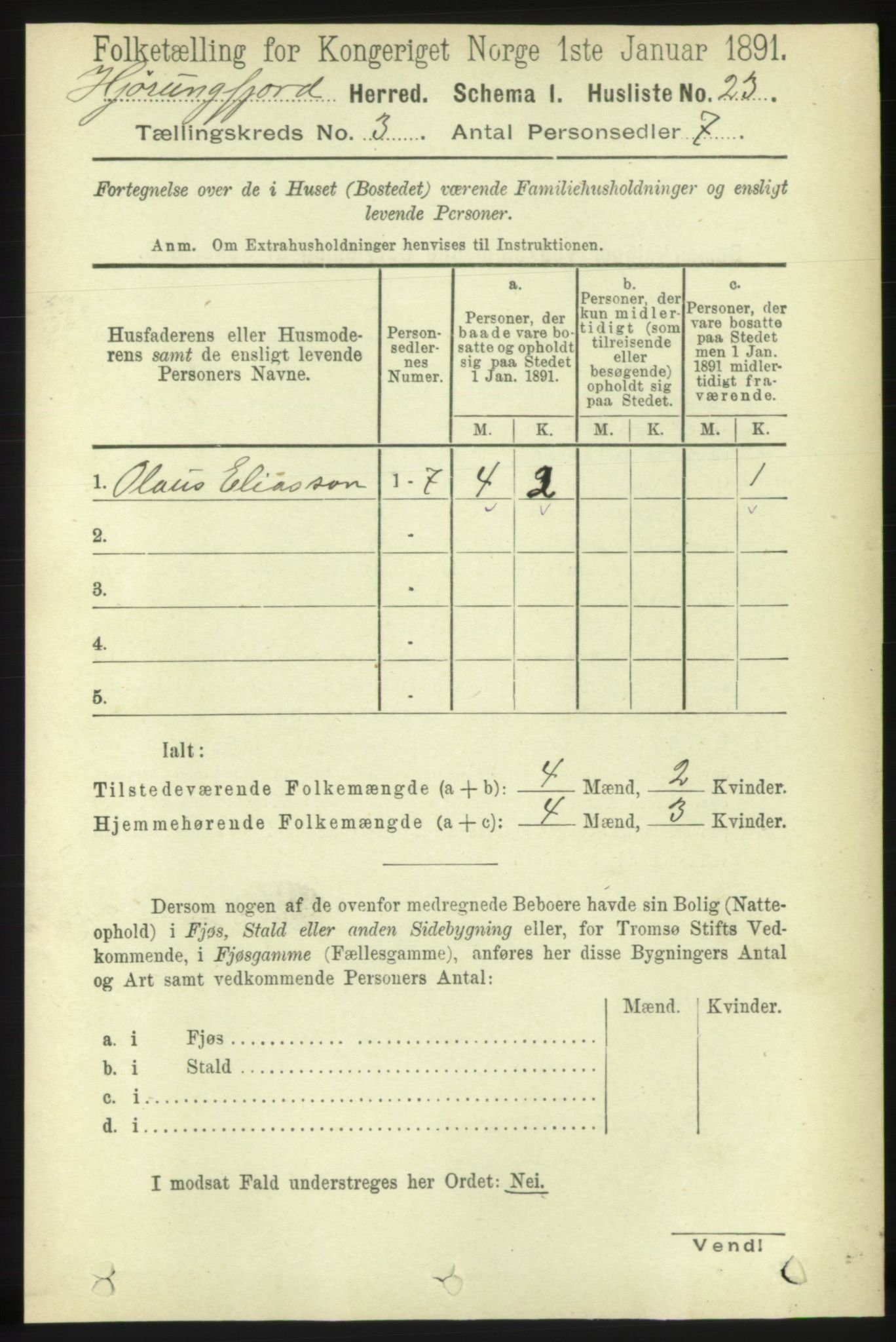 RA, 1891 census for 1522 Hjørundfjord, 1891, p. 458