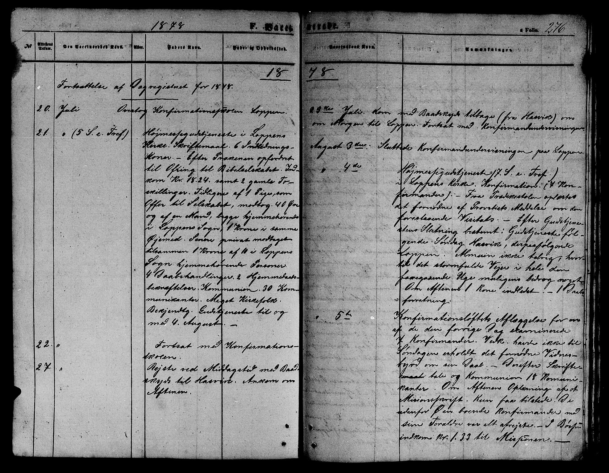 Loppa sokneprestkontor, SATØ/S-1339/H/Hb/L0002klokker: Parish register (copy) no. 2, 1850-1880, p. 276