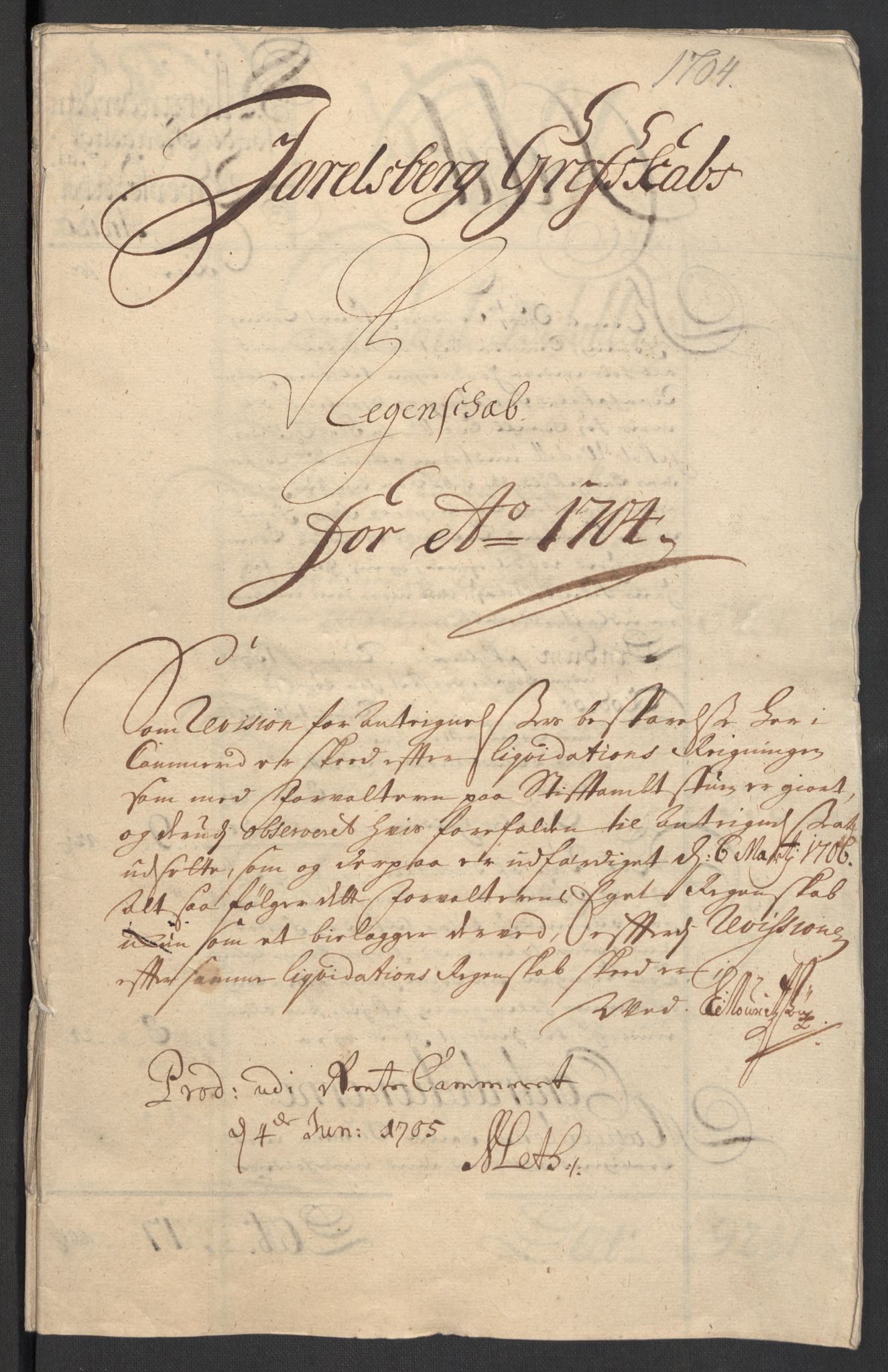 Rentekammeret inntil 1814, Reviderte regnskaper, Fogderegnskap, RA/EA-4092/R32/L1871: Fogderegnskap Jarlsberg grevskap, 1703-1705, p. 203
