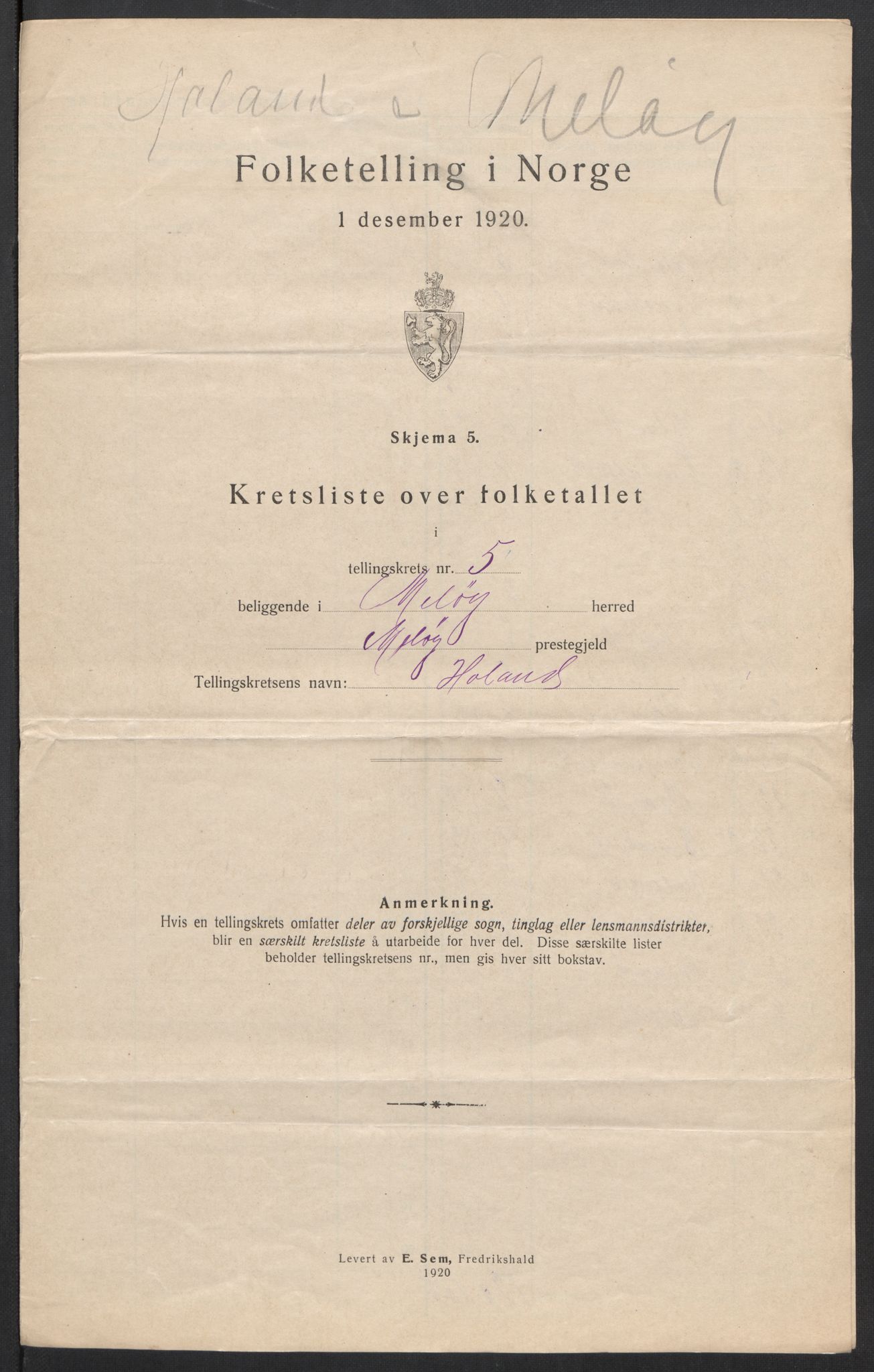 SAT, 1920 census for Meløy, 1920, p. 18