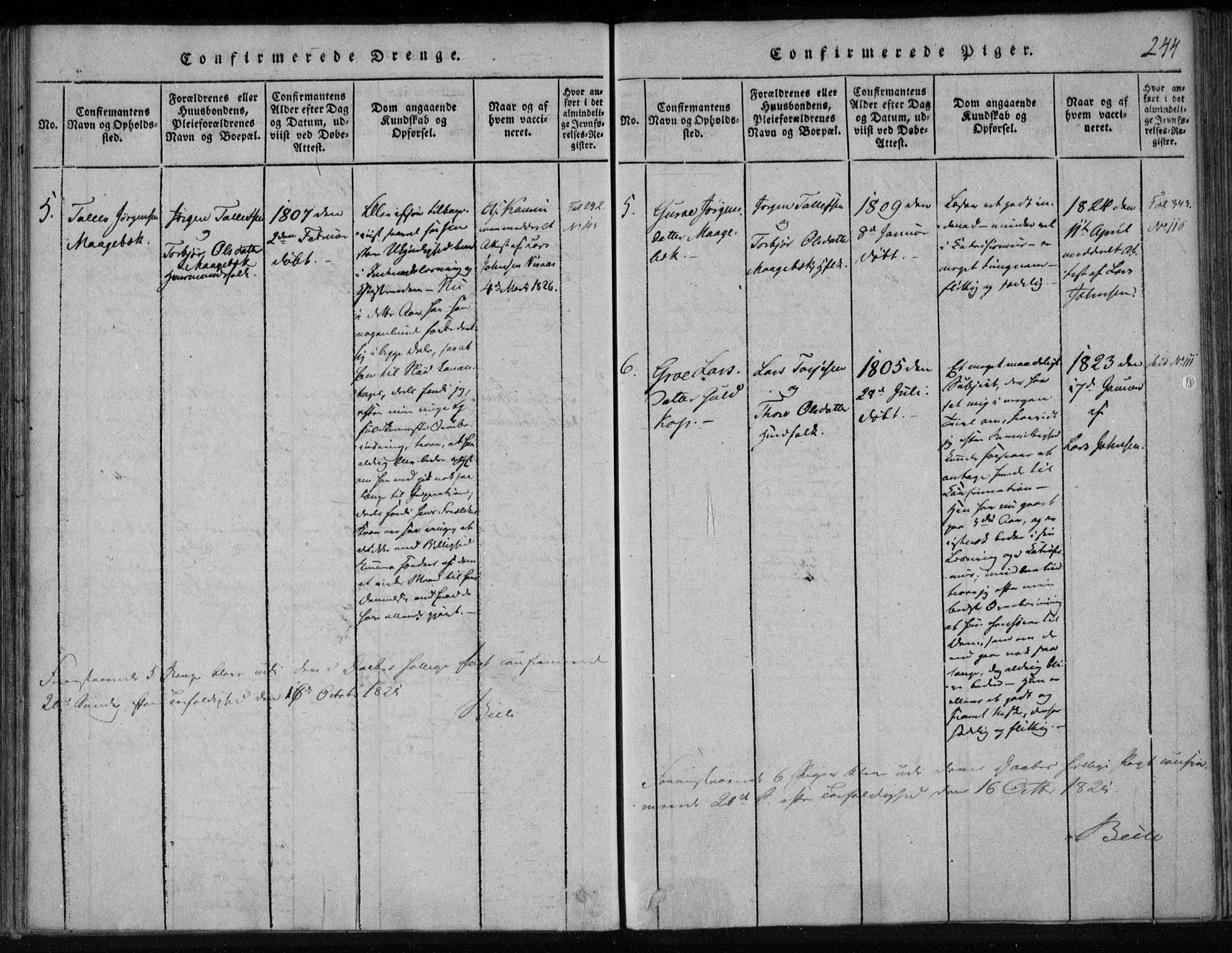 Lårdal kirkebøker, AV/SAKO-A-284/F/Fa/L0005: Parish register (official) no. I 5, 1815-1860, p. 244