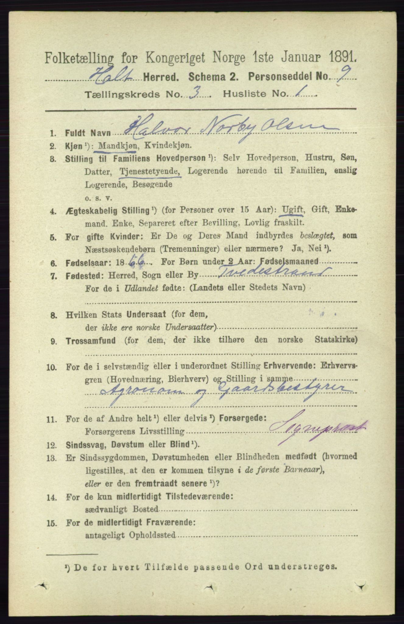 RA, 1891 census for 0914 Holt, 1891, p. 1044