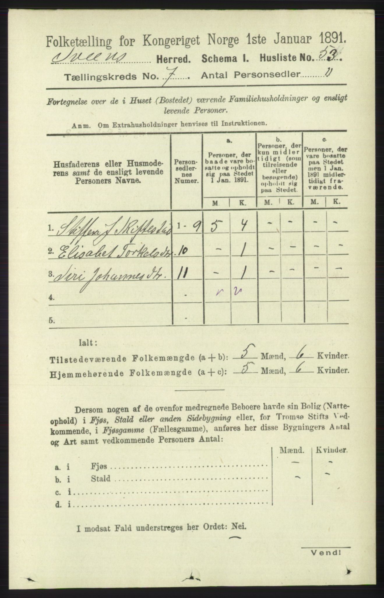 RA, 1891 census for 1216 Sveio, 1891, p. 1971