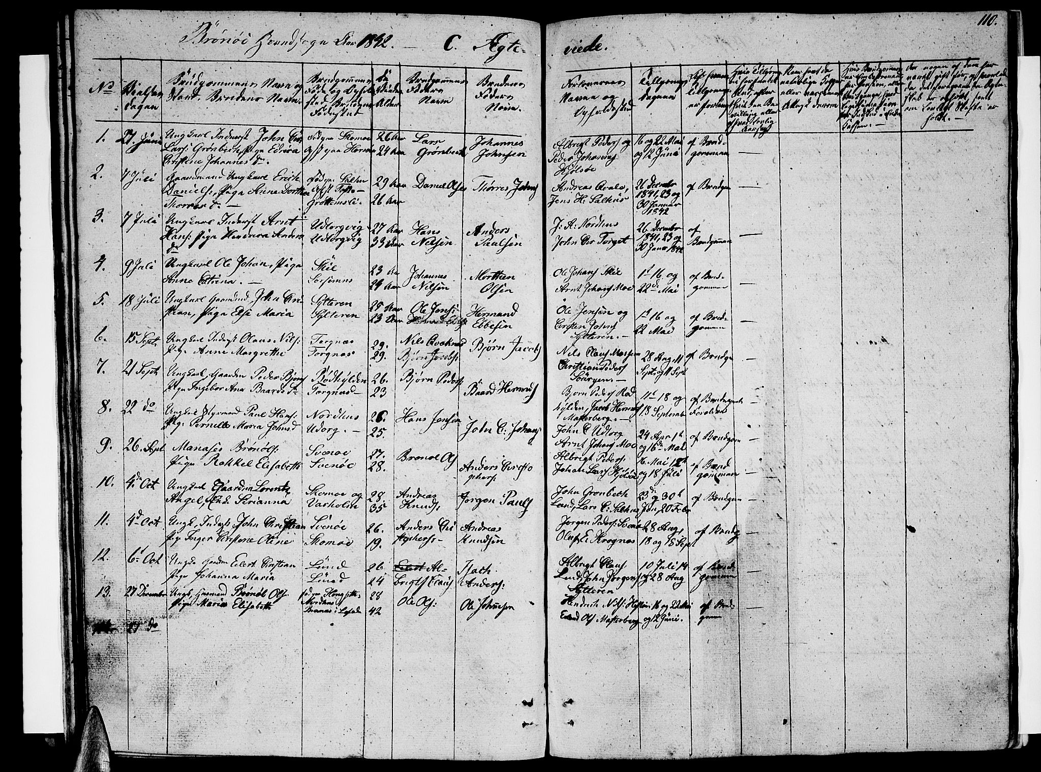 Ministerialprotokoller, klokkerbøker og fødselsregistre - Nordland, SAT/A-1459/813/L0211: Parish register (copy) no. 813C03, 1842-1863, p. 110