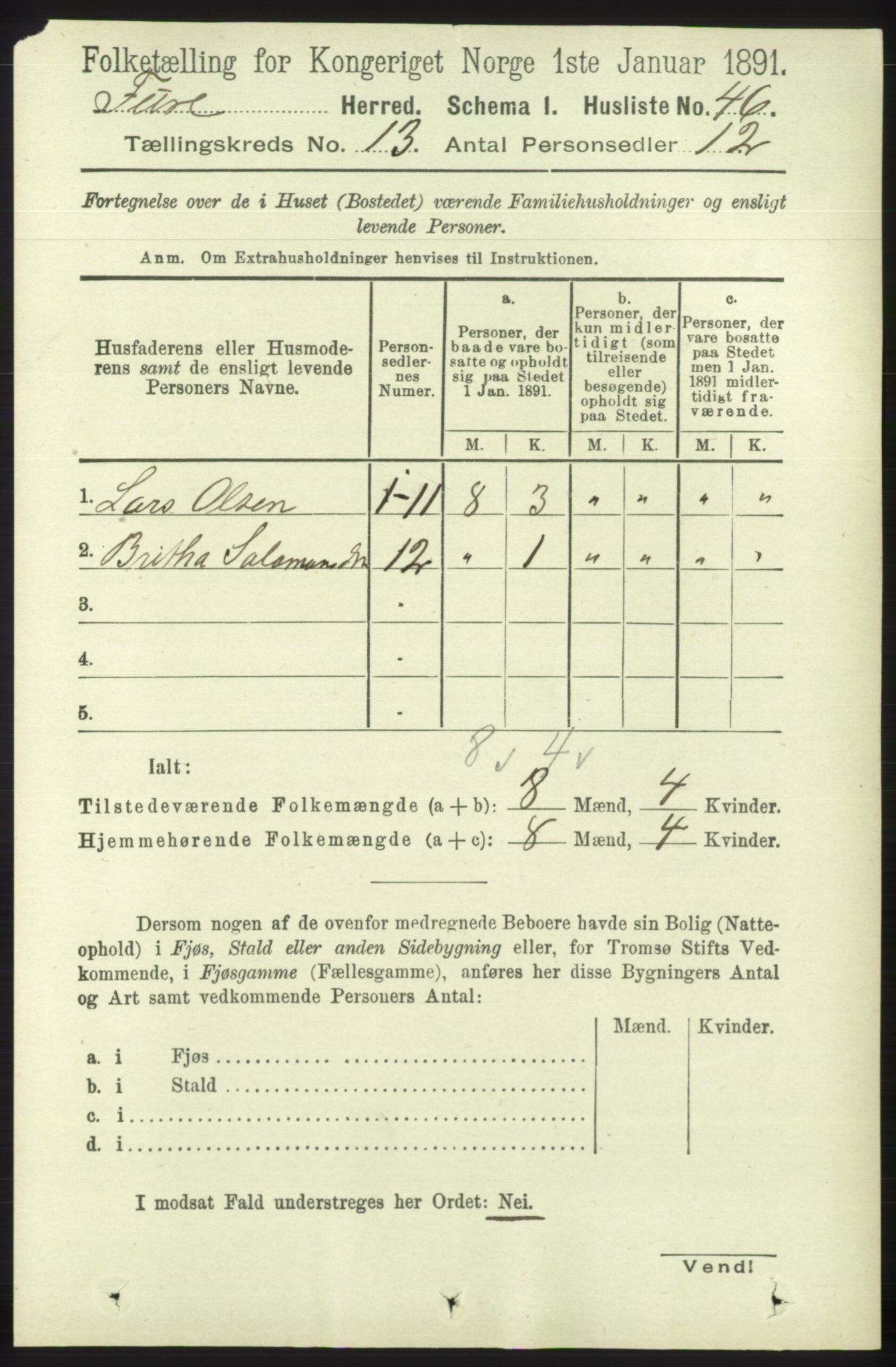 RA, 1891 census for 1241 Fusa, 1891, p. 2837