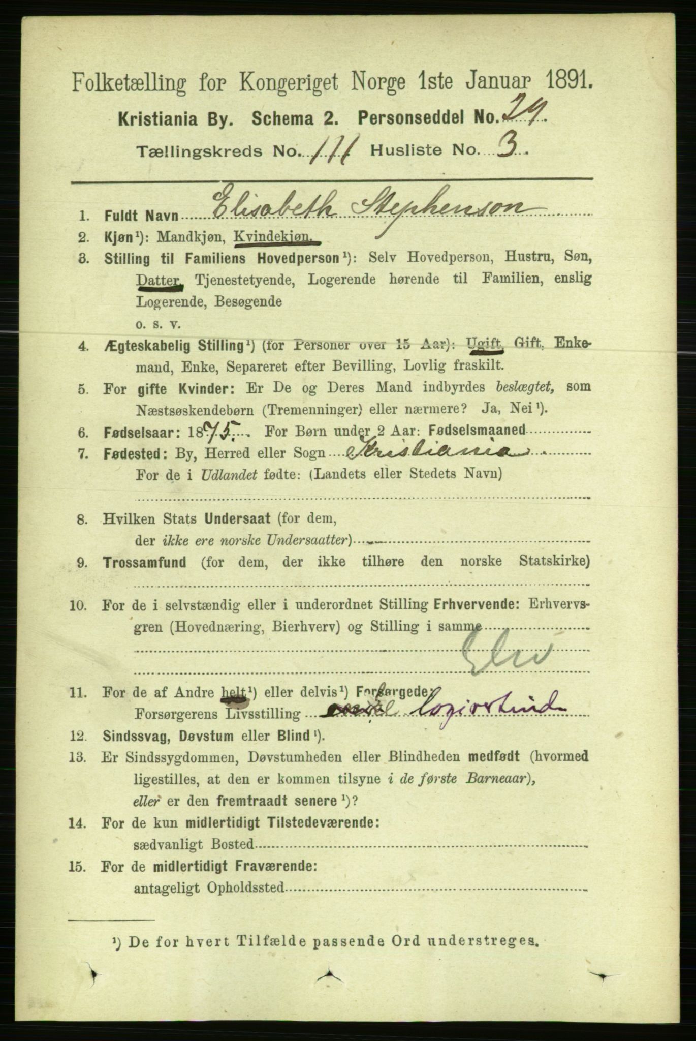 RA, 1891 census for 0301 Kristiania, 1891, p. 57982