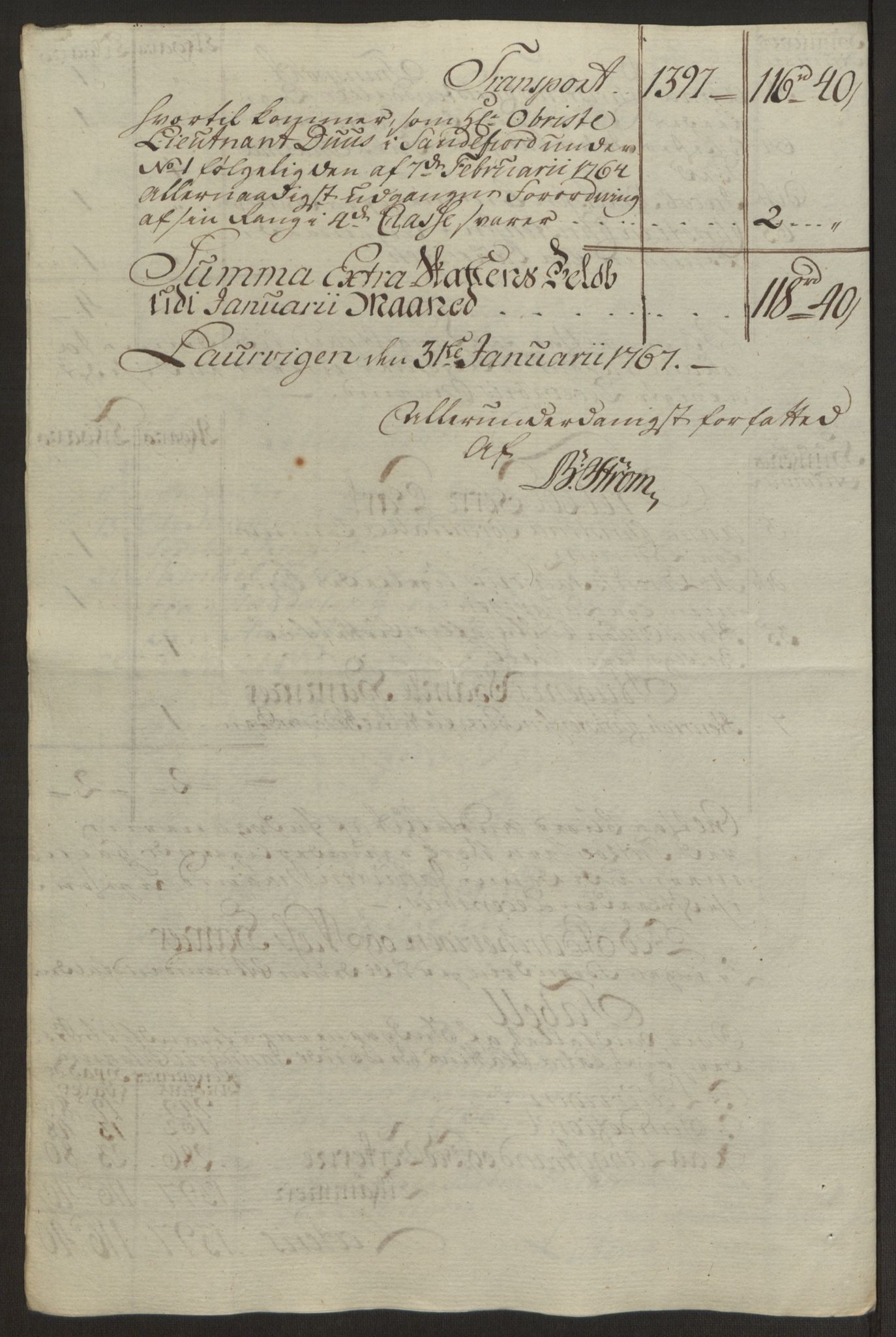 Rentekammeret inntil 1814, Reviderte regnskaper, Byregnskaper, AV/RA-EA-4066/R/Ri/L0183/0001: [I4] Kontribusjonsregnskap / Ekstraskatt, 1762-1768, p. 395