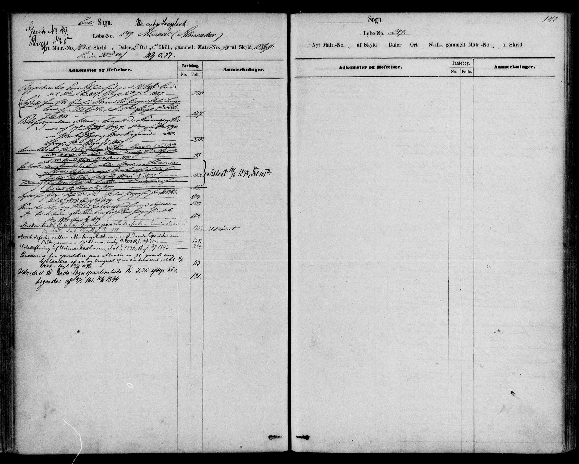 Nordfjord sorenskriveri, SAB/A-2801/02/02a/02ae/L0001: Mortgage register no. II.A.e.1, 1861-1908, p. 140