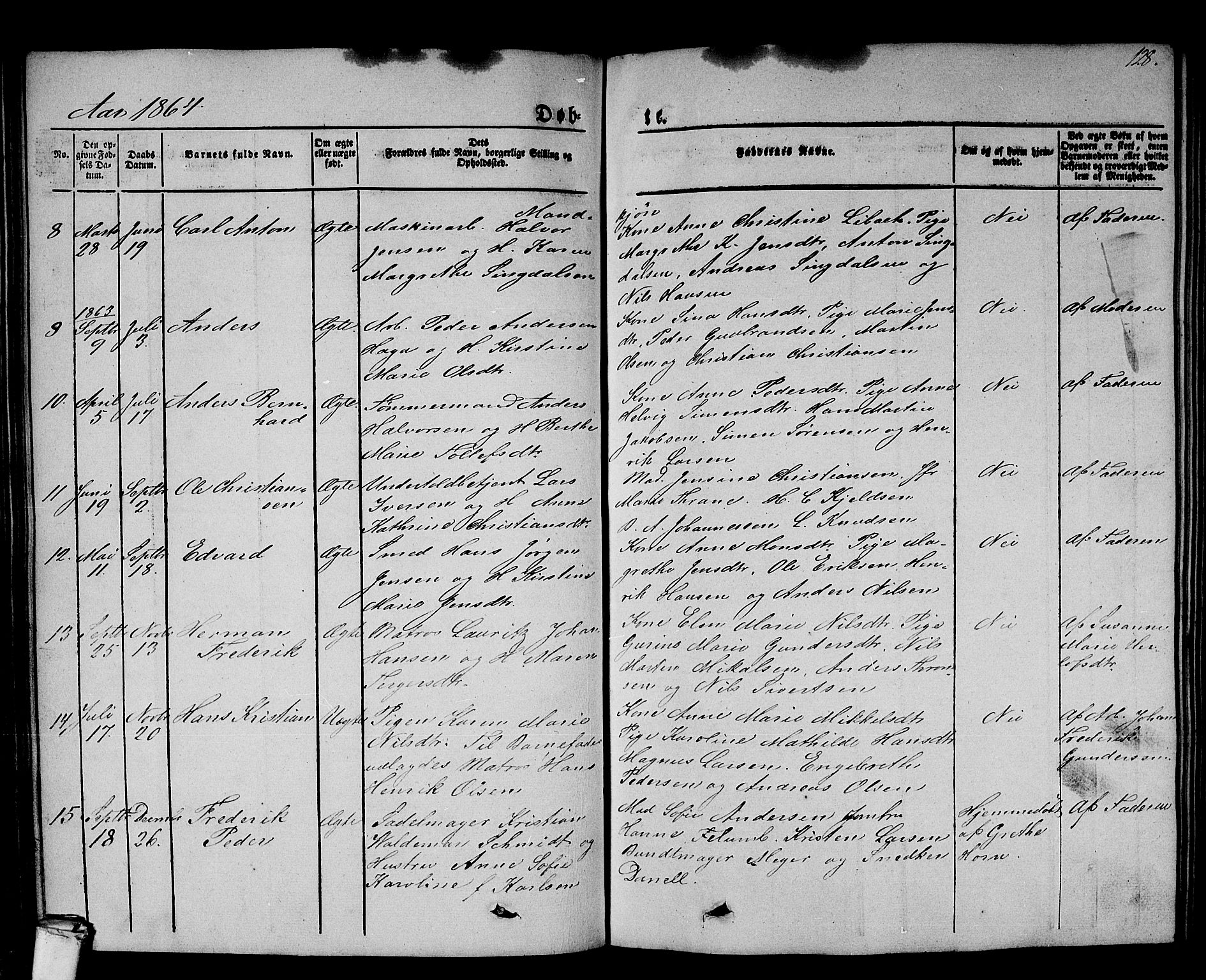 Larvik kirkebøker, AV/SAKO-A-352/G/Gb/L0002: Parish register (copy) no. II 2, 1843-1866, p. 128