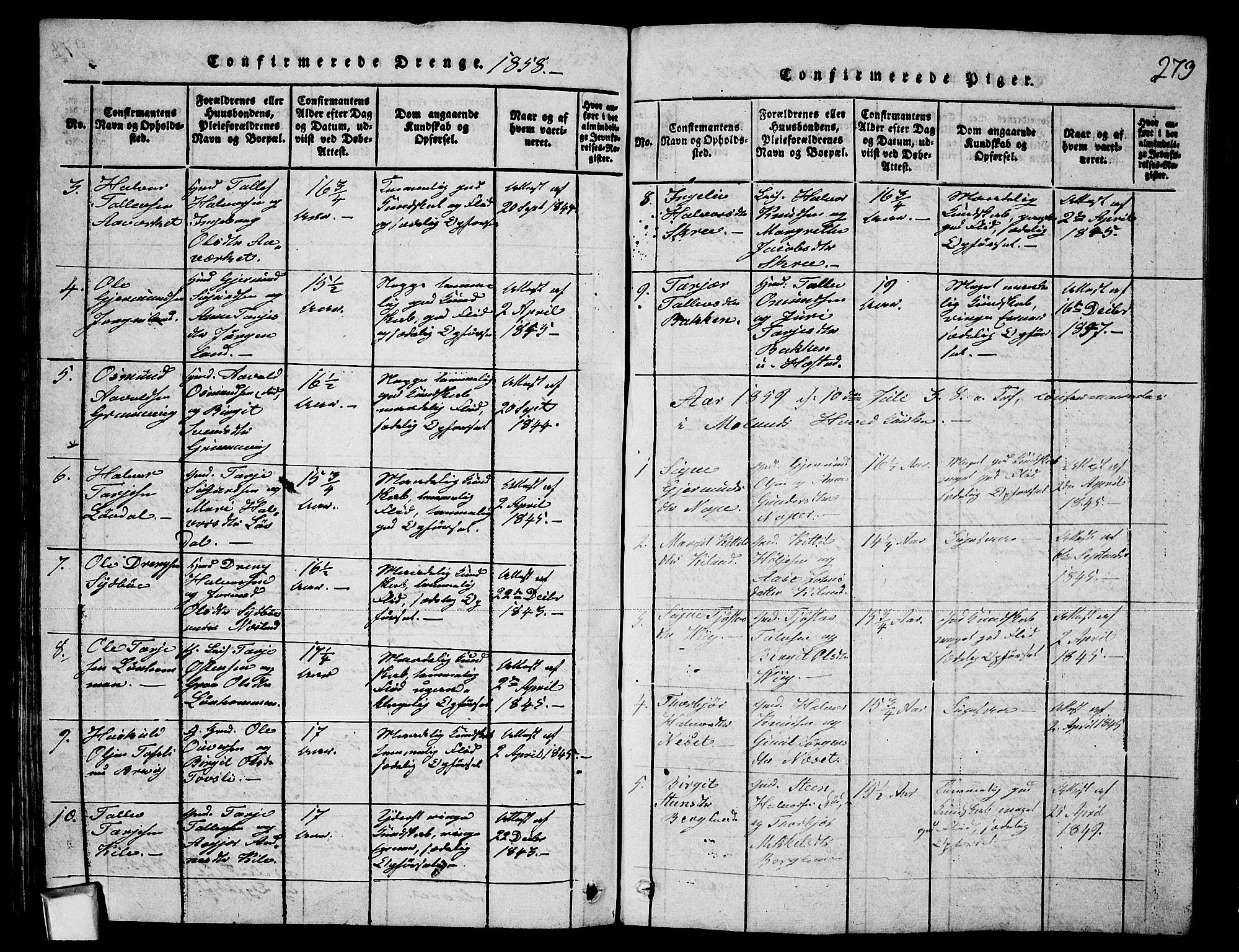 Fyresdal kirkebøker, SAKO/A-263/G/Ga/L0003: Parish register (copy) no. I 3, 1815-1863, p. 273