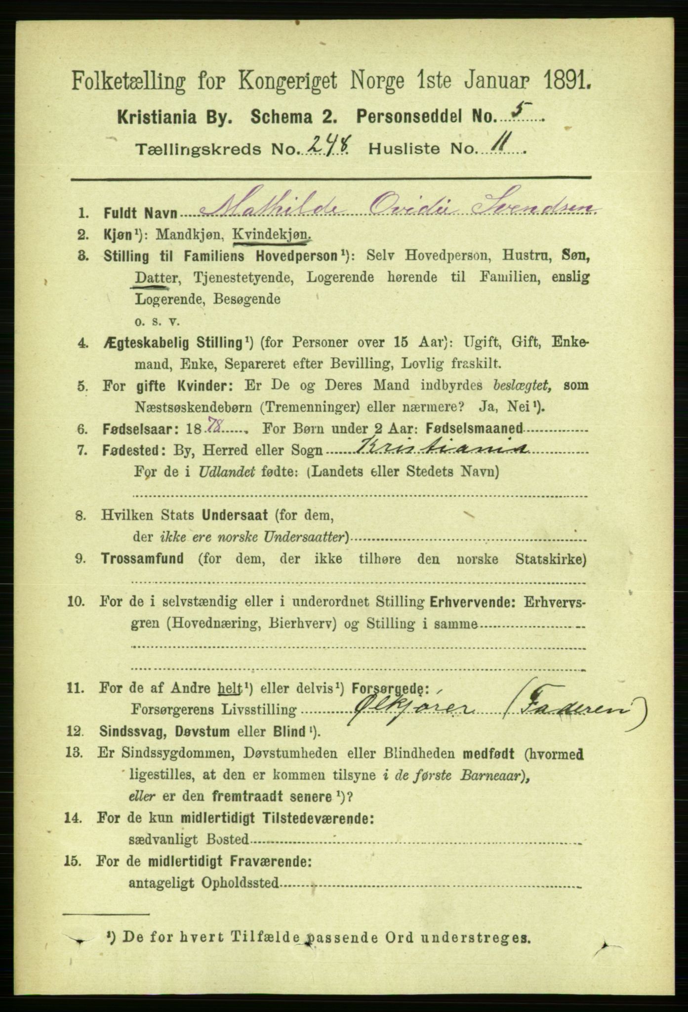 RA, 1891 census for 0301 Kristiania, 1891, p. 151576