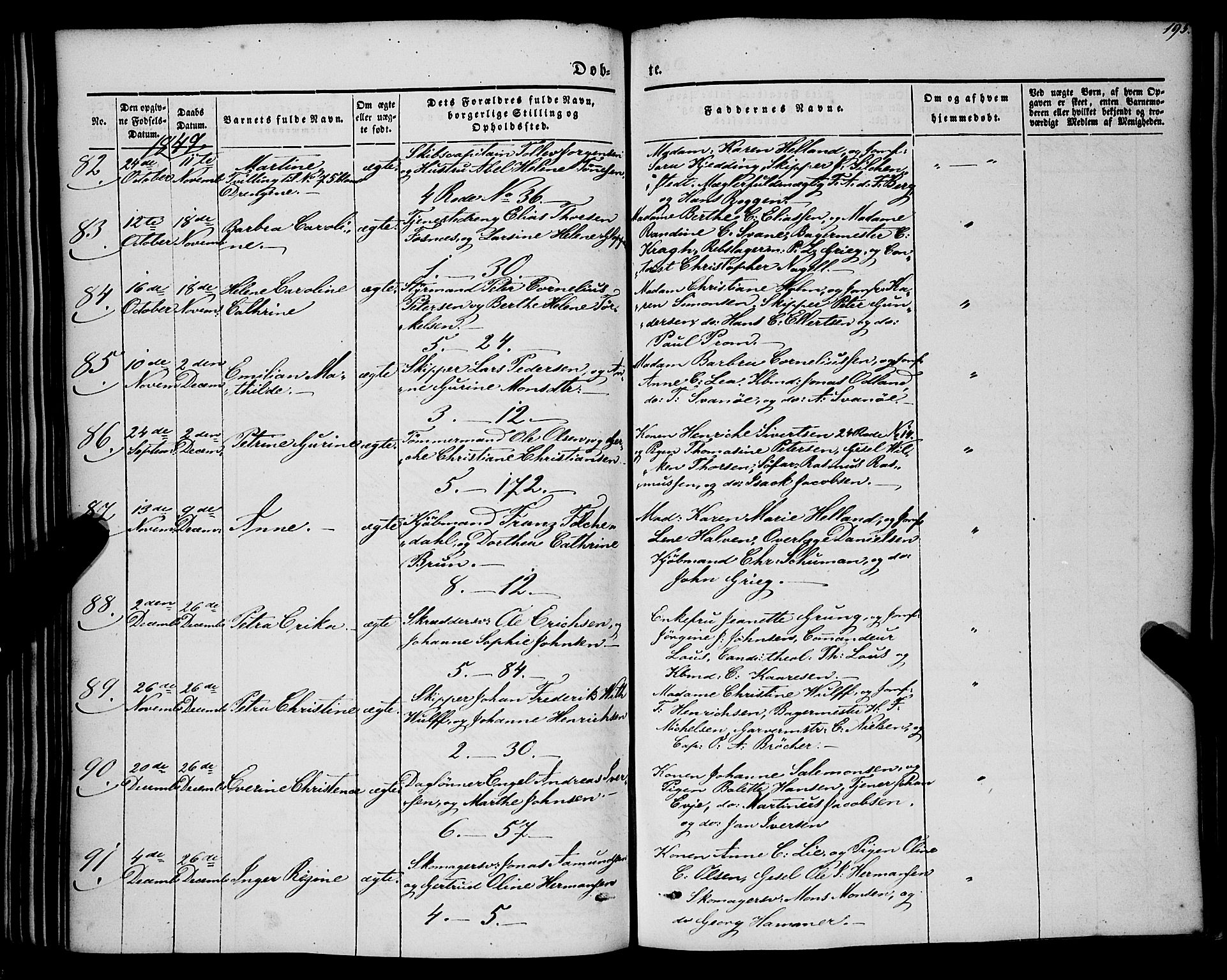 Nykirken Sokneprestembete, AV/SAB-A-77101/H/Haa/L0014: Parish register (official) no. B 1, 1844-1858, p. 195