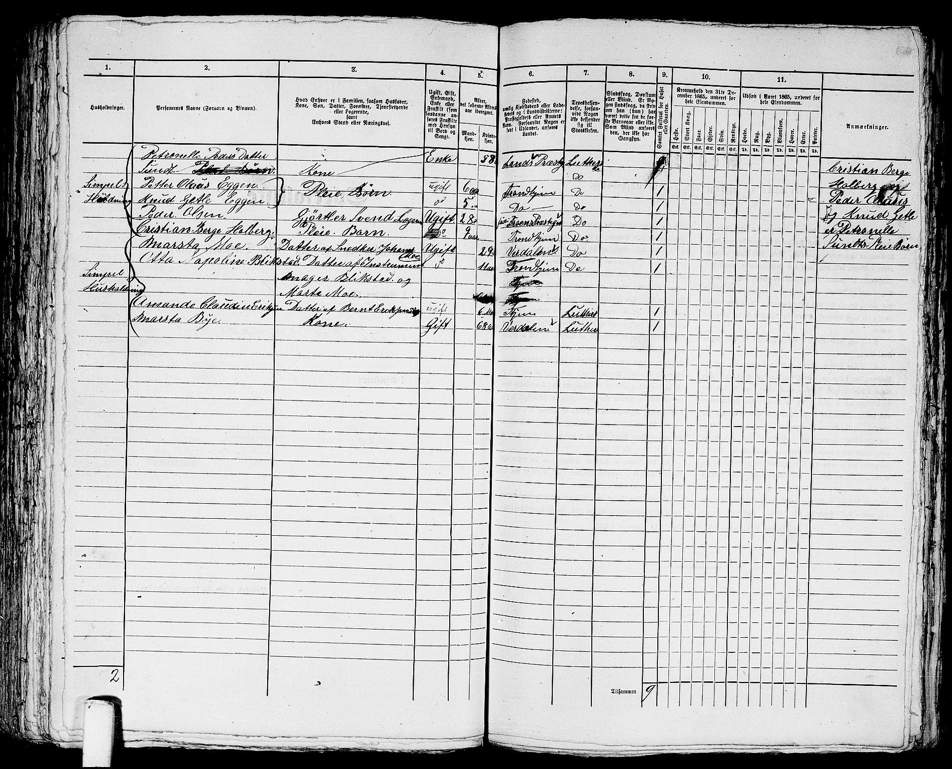 RA, 1865 census for Trondheim, 1865, p. 1784