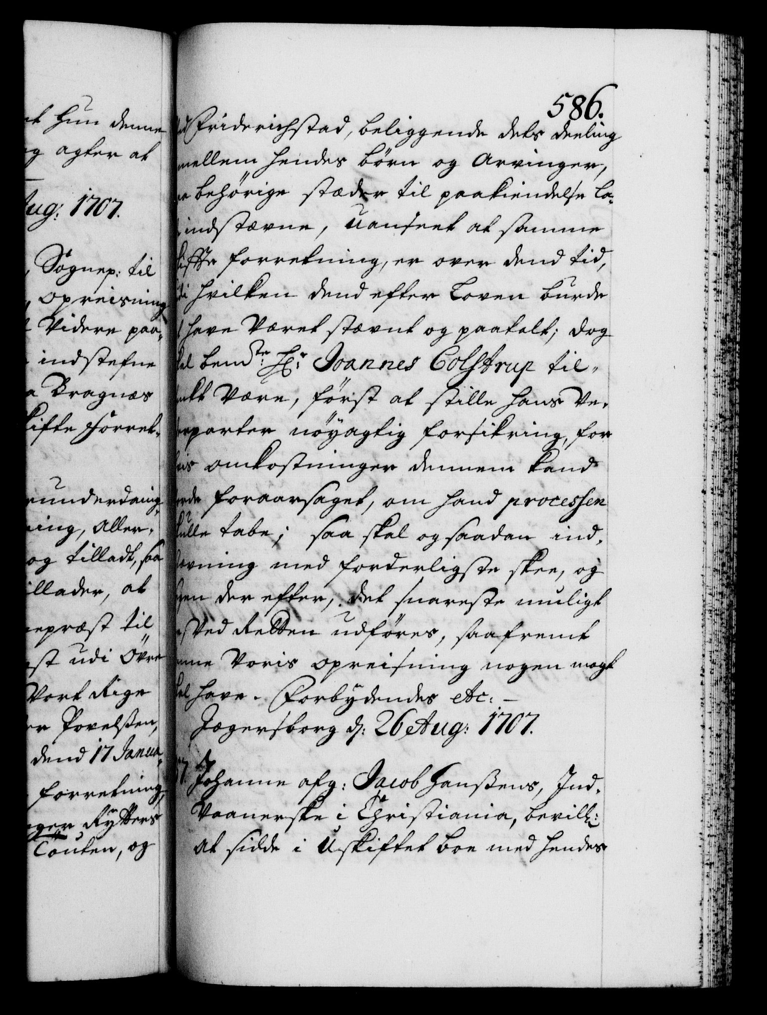 Danske Kanselli 1572-1799, AV/RA-EA-3023/F/Fc/Fca/Fcaa/L0019: Norske registre, 1704-1707, p. 586a