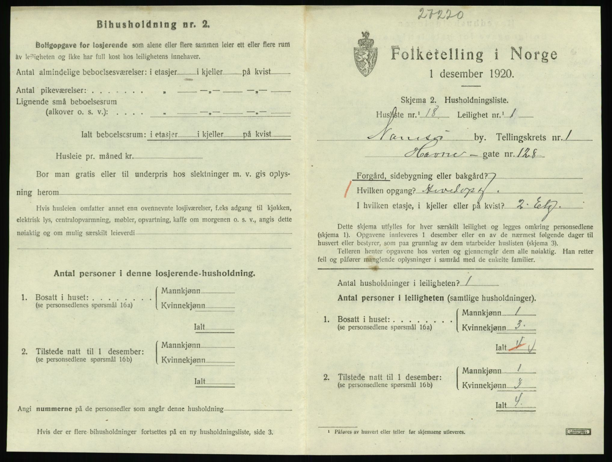 SAT, 1920 census for Namsos, 1920, p. 815