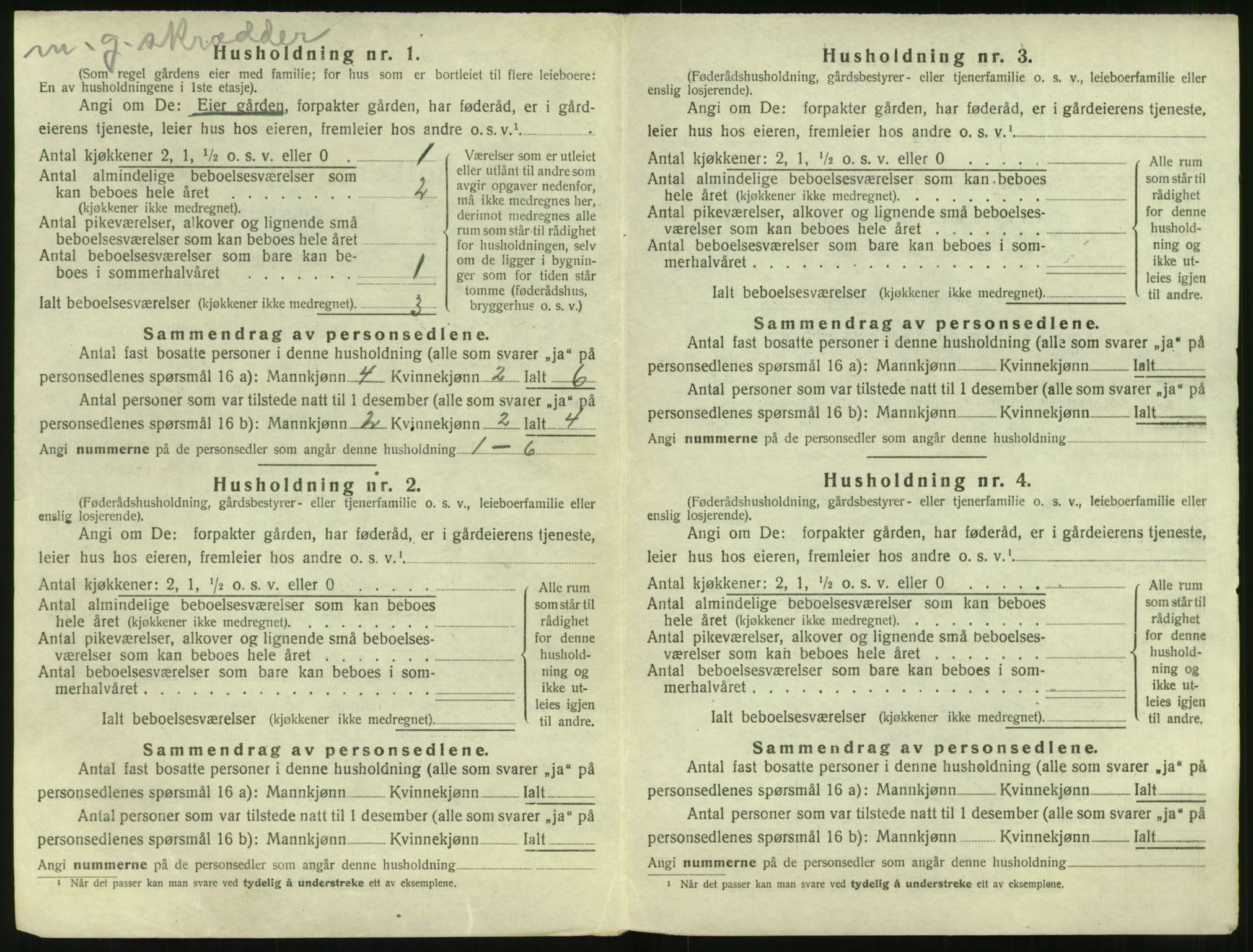 SAT, 1920 census for Vatne, 1920, p. 365