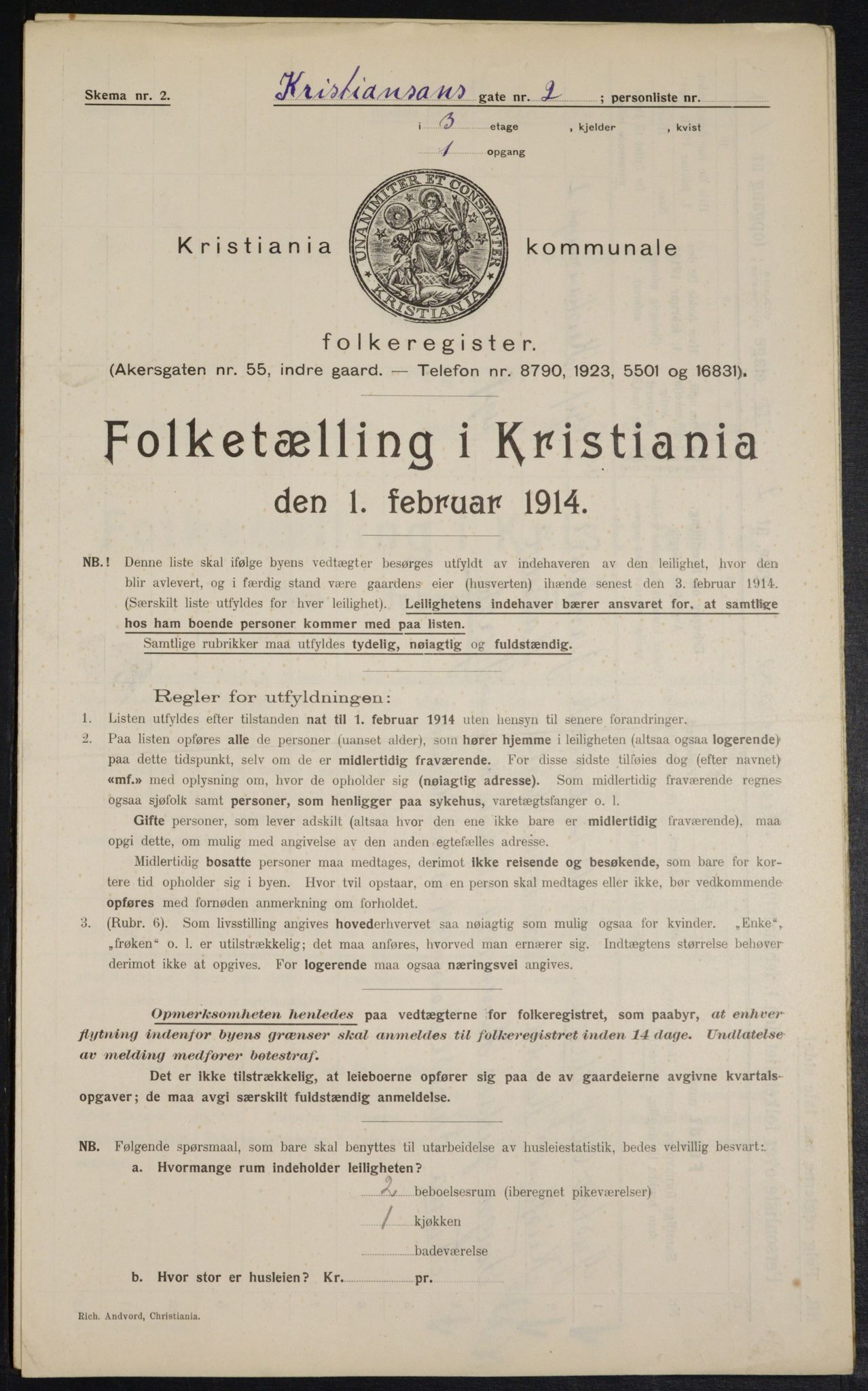 OBA, Municipal Census 1914 for Kristiania, 1914, p. 54165