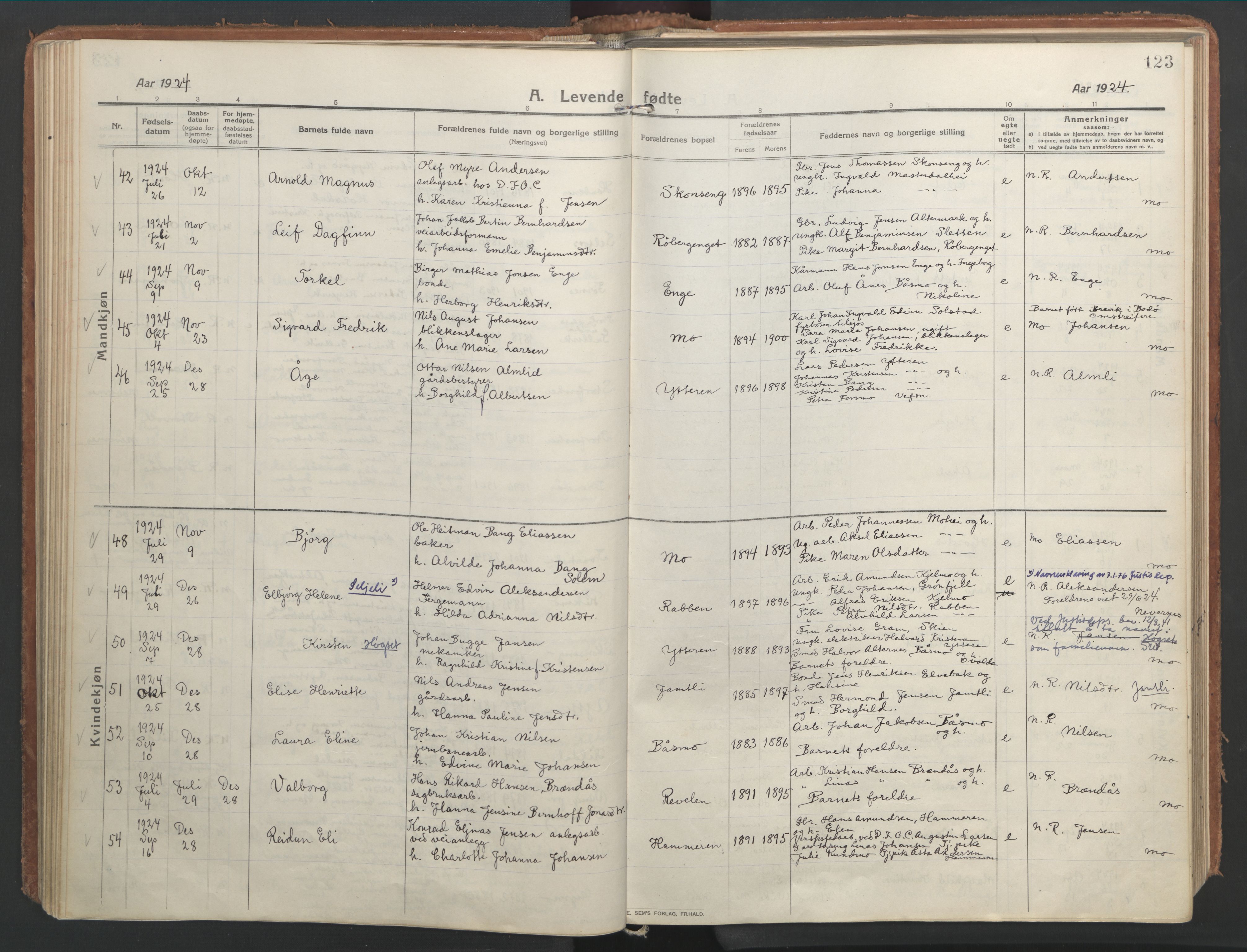 Ministerialprotokoller, klokkerbøker og fødselsregistre - Nordland, AV/SAT-A-1459/827/L0404: Parish register (official) no. 827A16, 1912-1925, p. 123