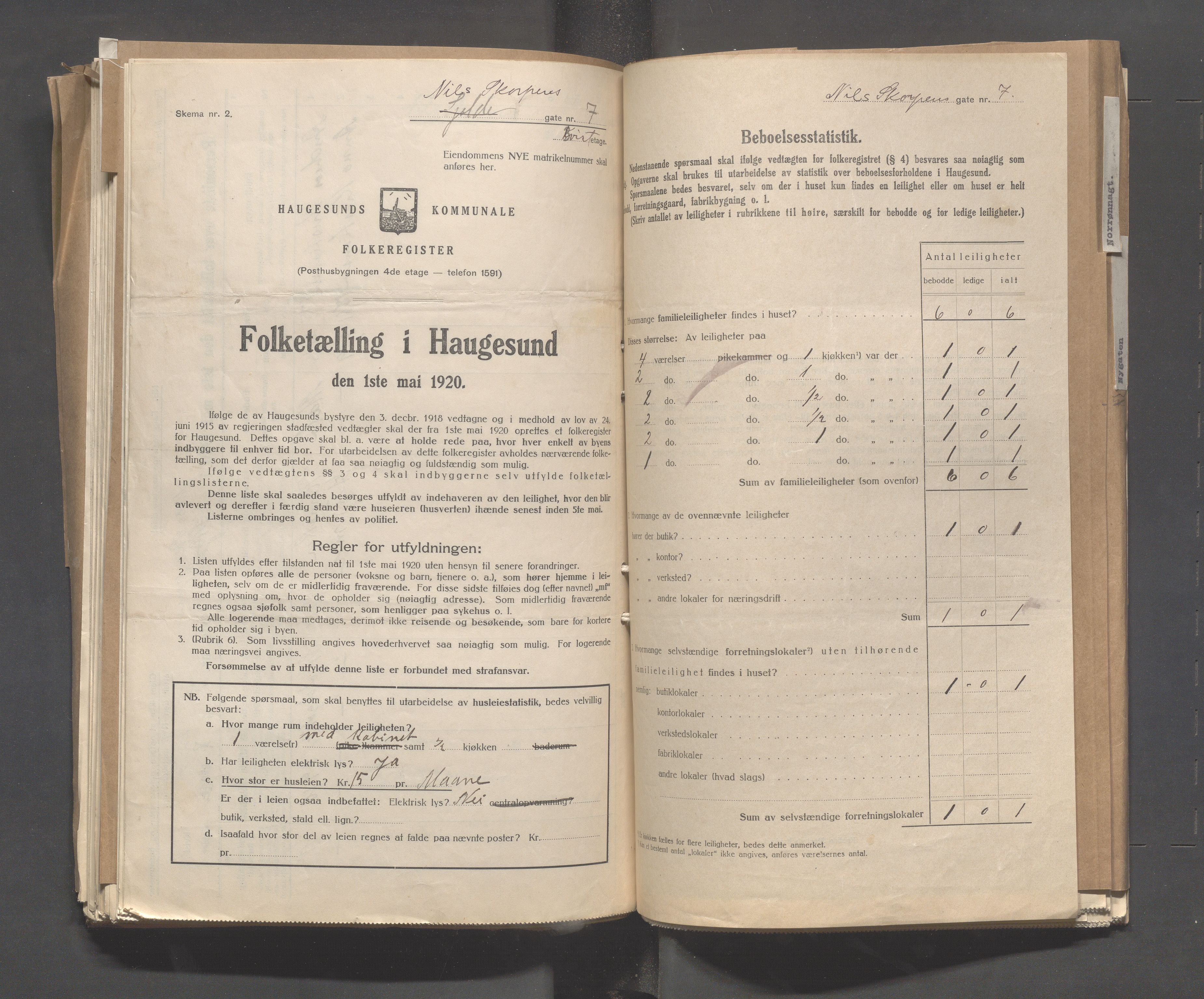 IKAR, Local census 1.5.1920 for Haugesund, 1920, p. 2996