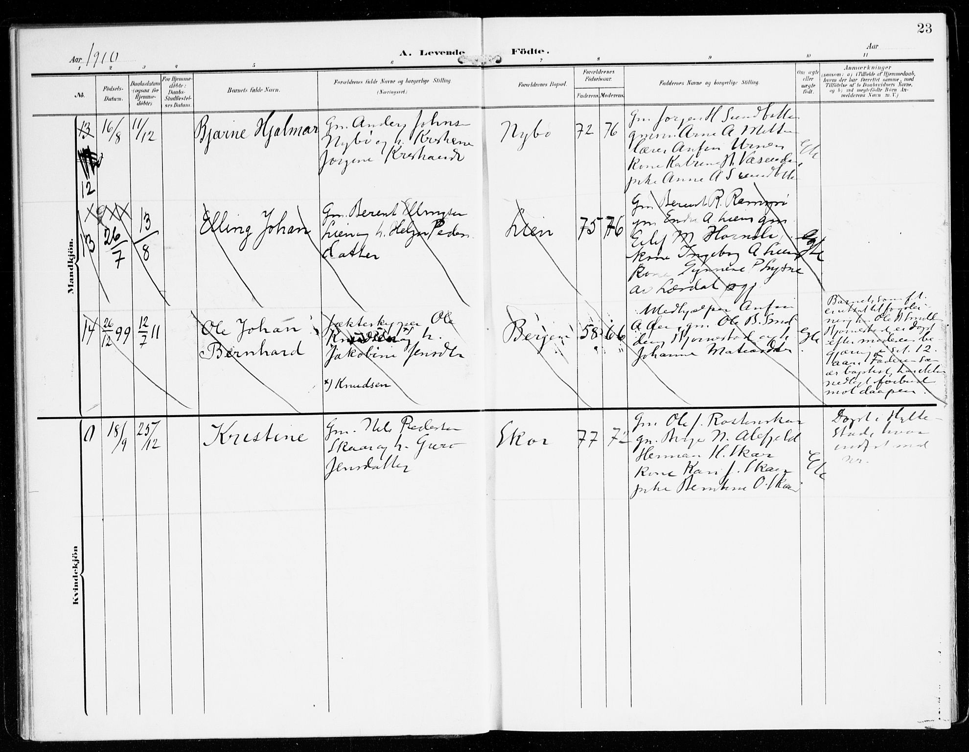 Hyllestad sokneprestembete, AV/SAB-A-80401: Parish register (official) no. D 2, 1905-1919, p. 23