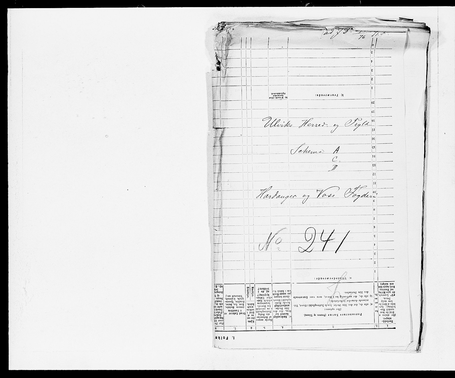SAB, 1875 census for 1233P Ulvik, 1875, p. 1