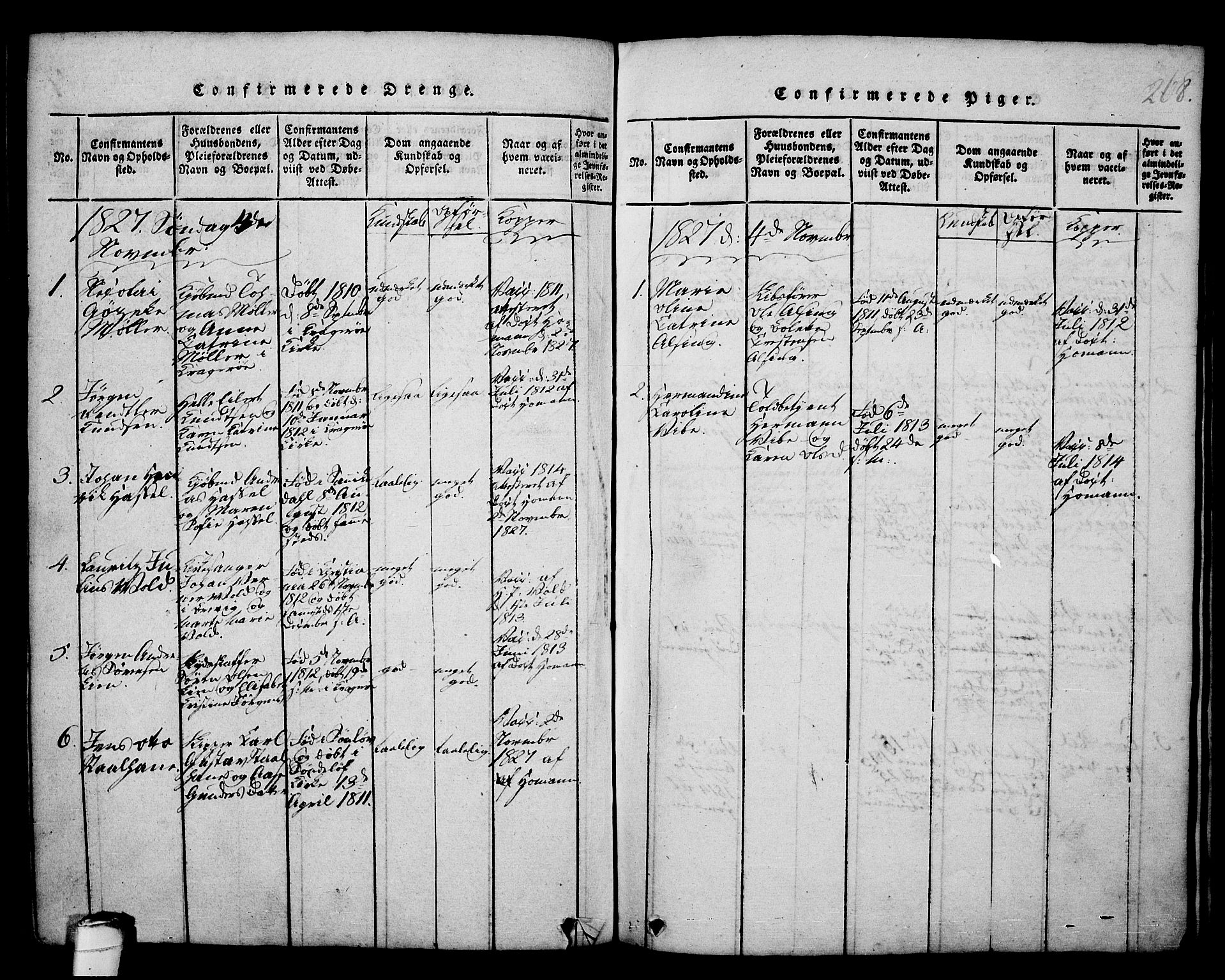 Kragerø kirkebøker, SAKO/A-278/G/Ga/L0002: Parish register (copy) no. 2, 1814-1831, p. 268