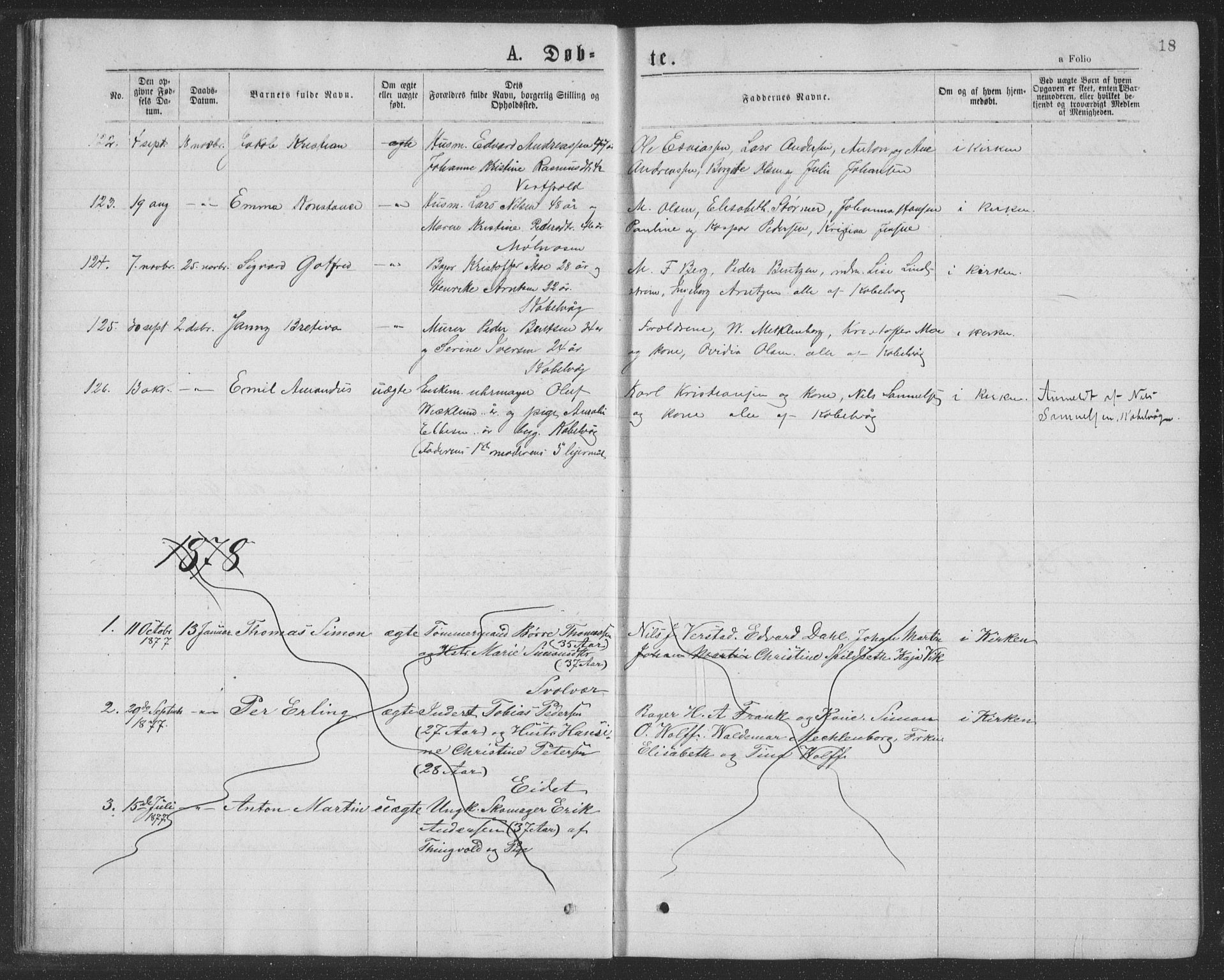 Ministerialprotokoller, klokkerbøker og fødselsregistre - Nordland, SAT/A-1459/874/L1075: Parish register (copy) no. 874C04, 1876-1883, p. 18