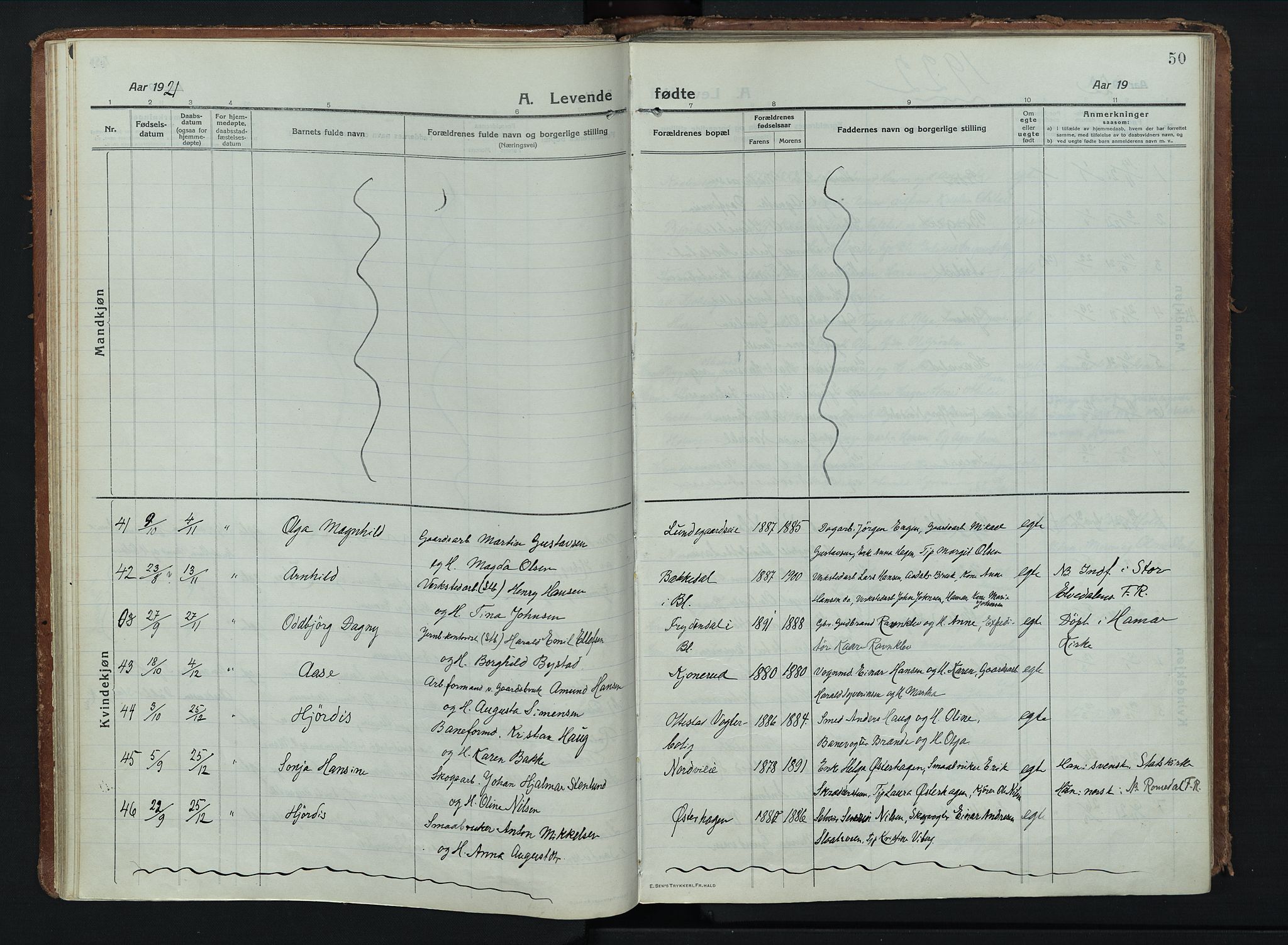 Stange prestekontor, AV/SAH-PREST-002/K/L0028: Parish register (official) no. 28, 1913-1932, p. 50